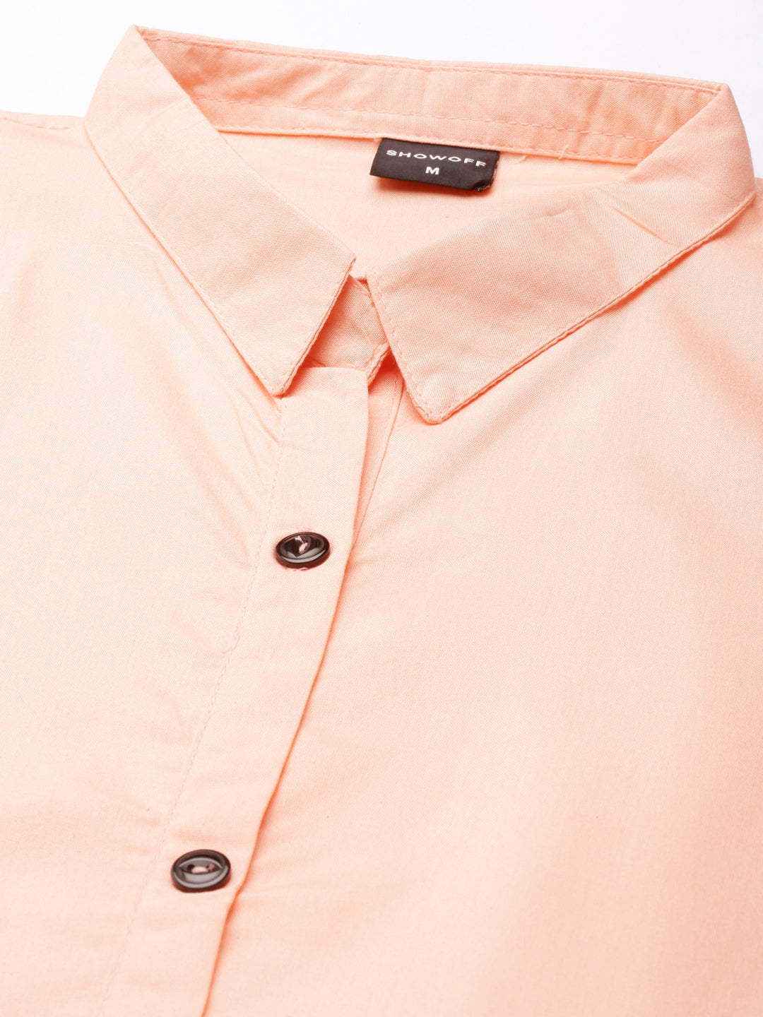 Women's Peach Belted Shirt Style Dress