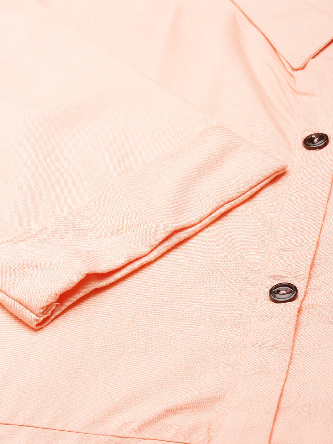 Women's Peach Belted Shirt Style Dress