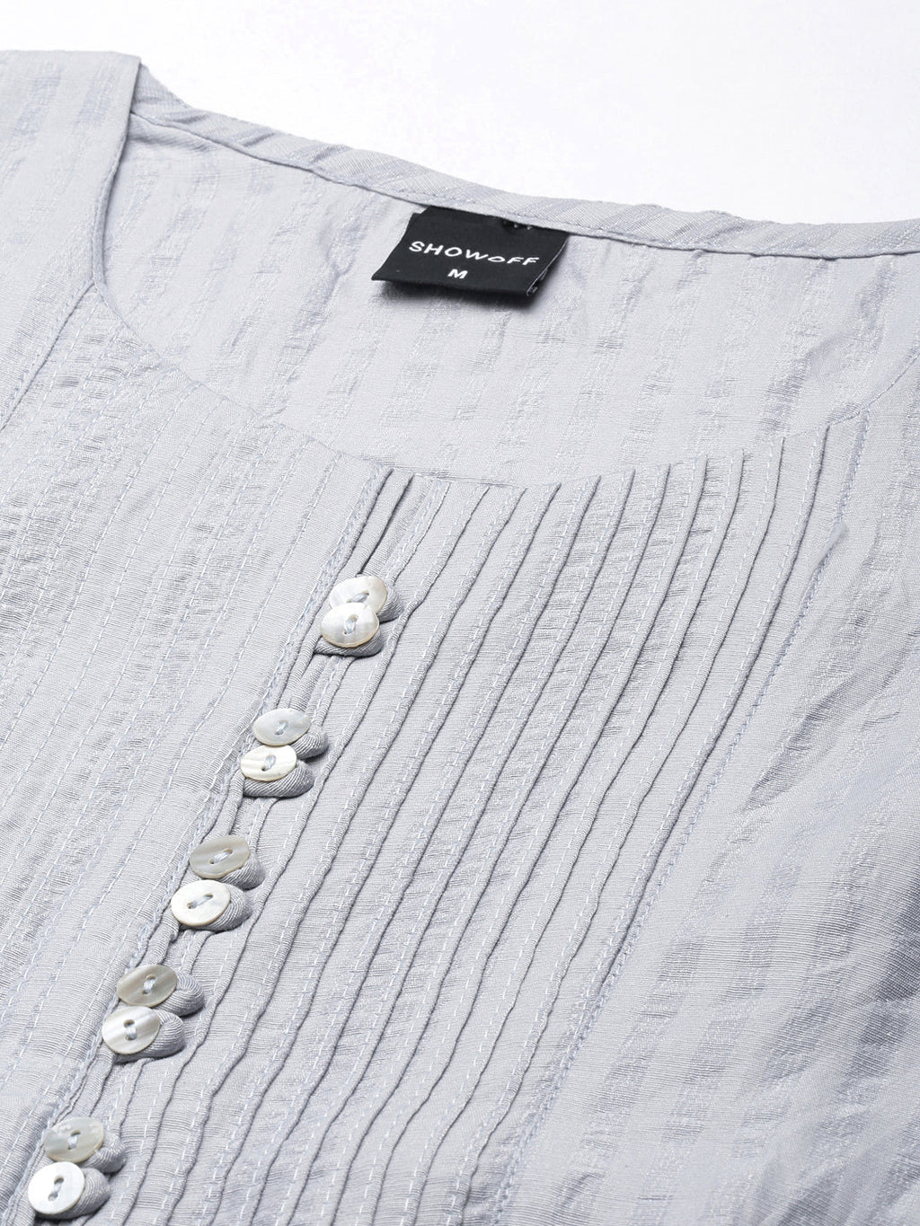 Women's Straight Grey Striped Kurta