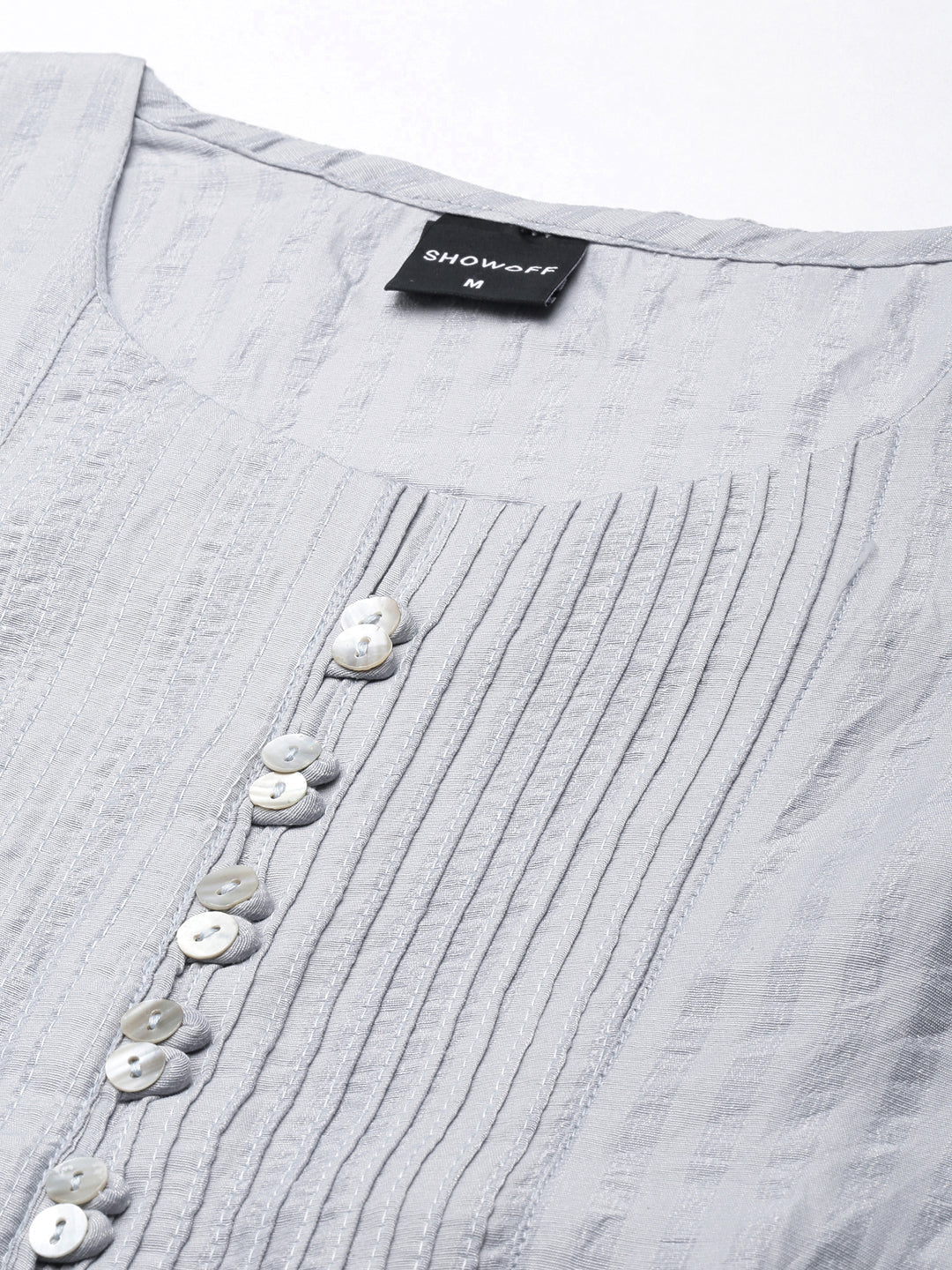 Women's Straight Grey Striped Kurta