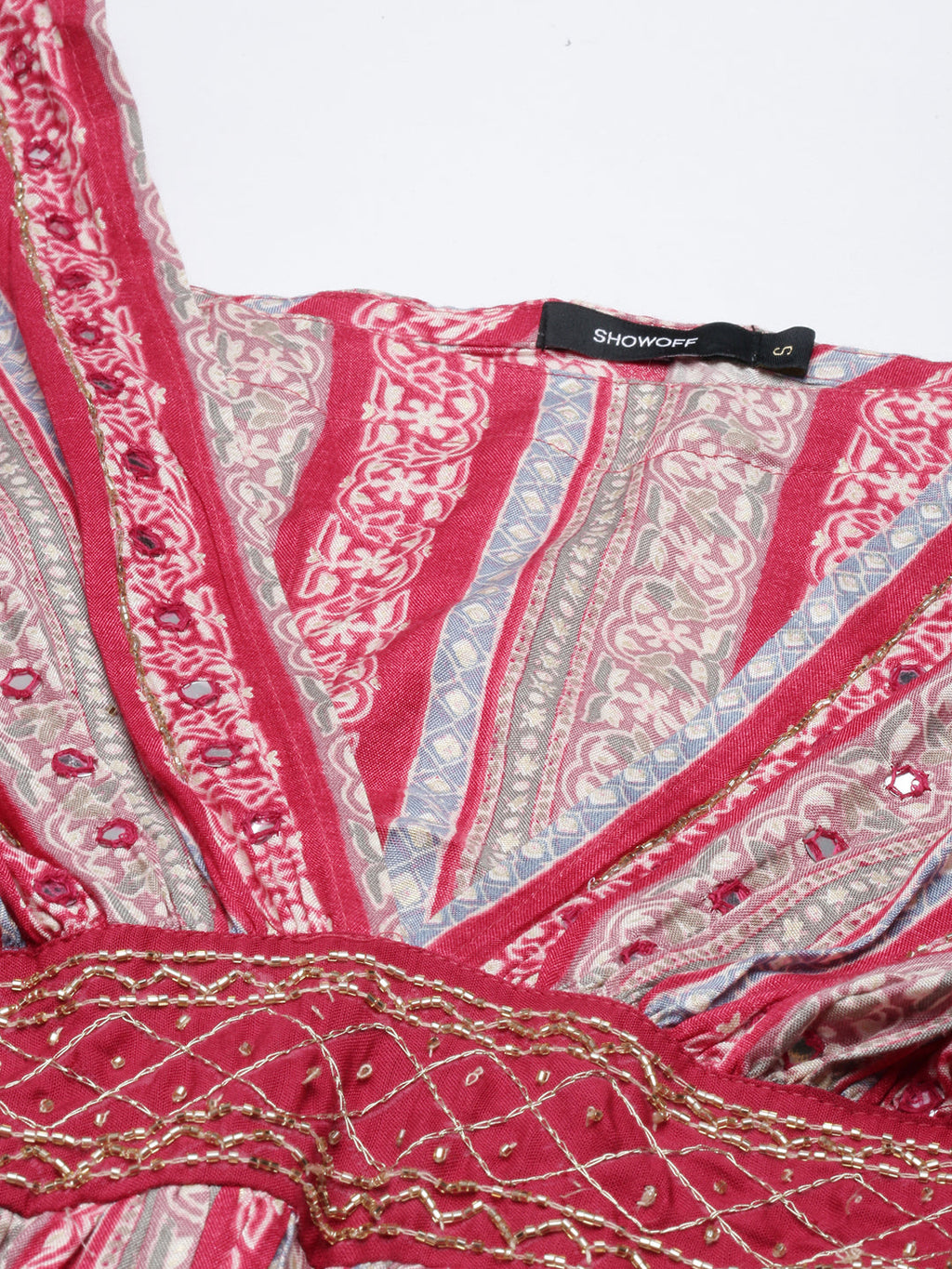 Women's Pink Floral Print Fit & Flare Cotton Maxi Dress