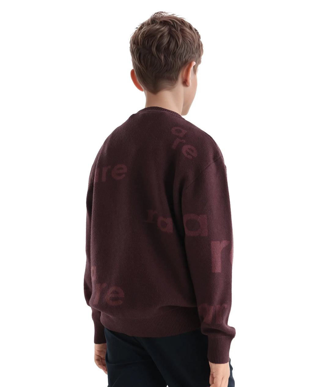 Rare Ones Kids Dio Dark Maroon Viscose Blend All Over Print Slip-On Closure Regular Fit Sweater