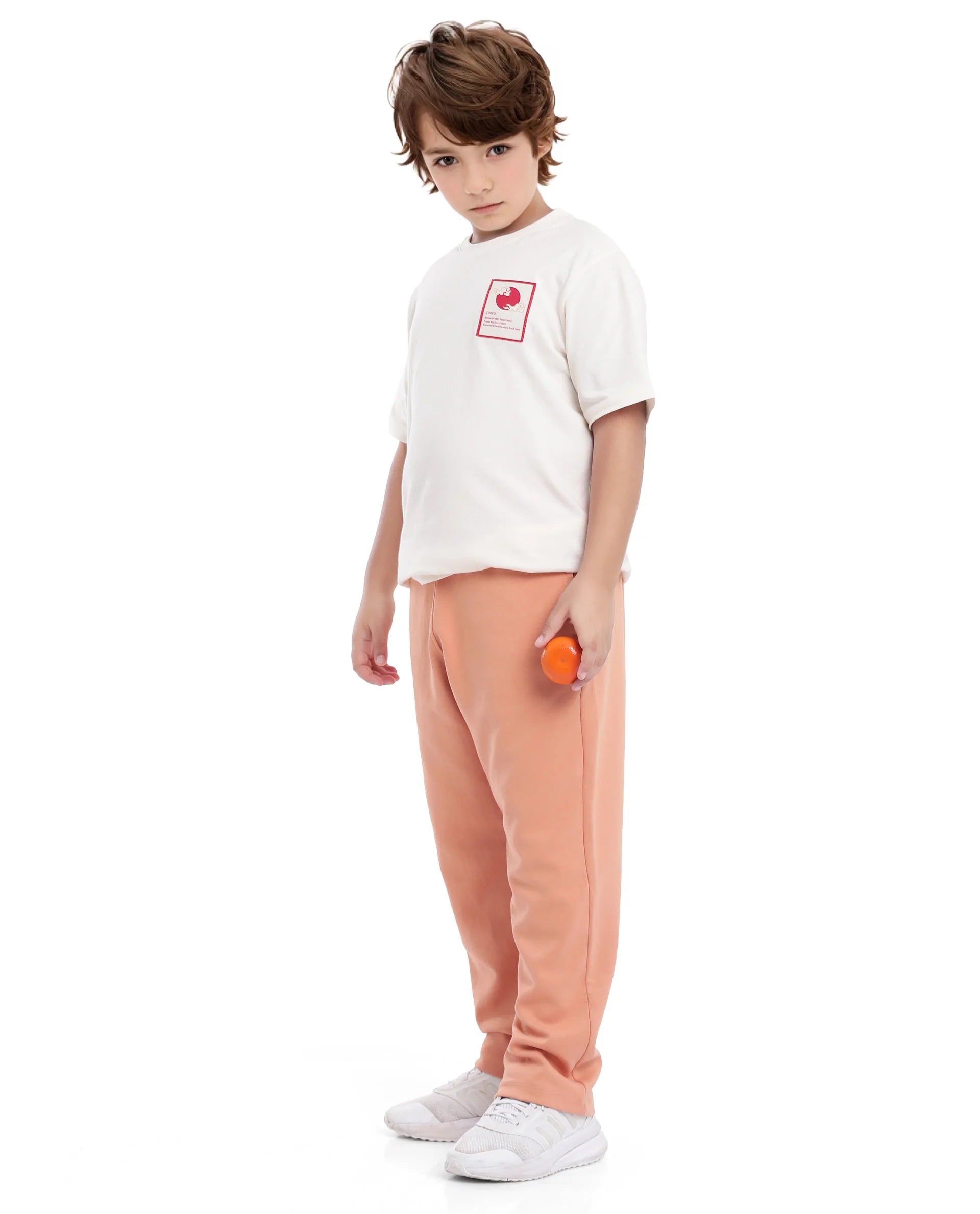 Rare Ones Kids Divo Orange Cotton Poly Drawstring Solid Trackpant