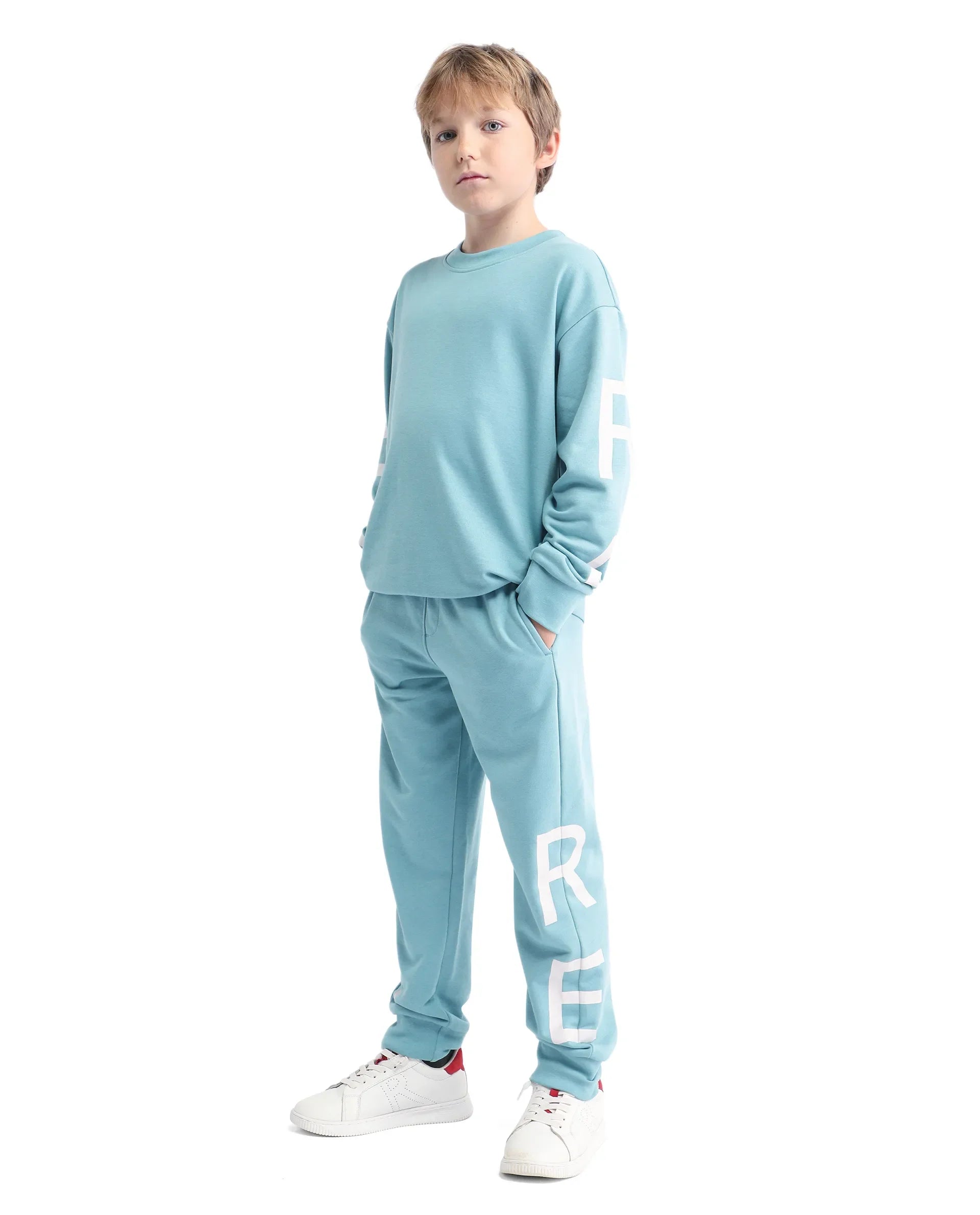 Rare Ones Kids Draw-B Blue Cotton Printed Drawstring Regular Fit Trackpant