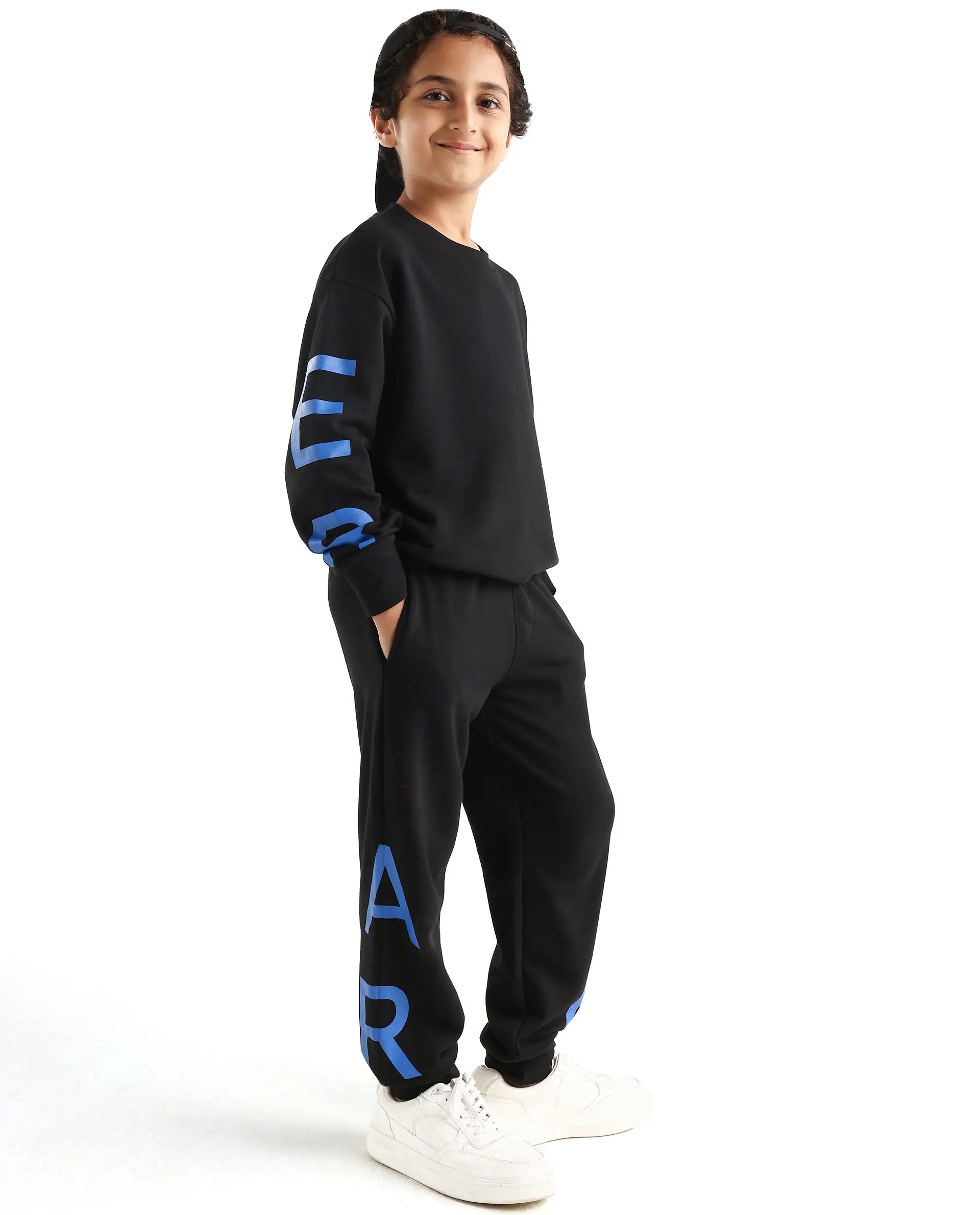 Rare Ones Kids Draw-B Black Cotton Drawstring Regular Fit Trackpant