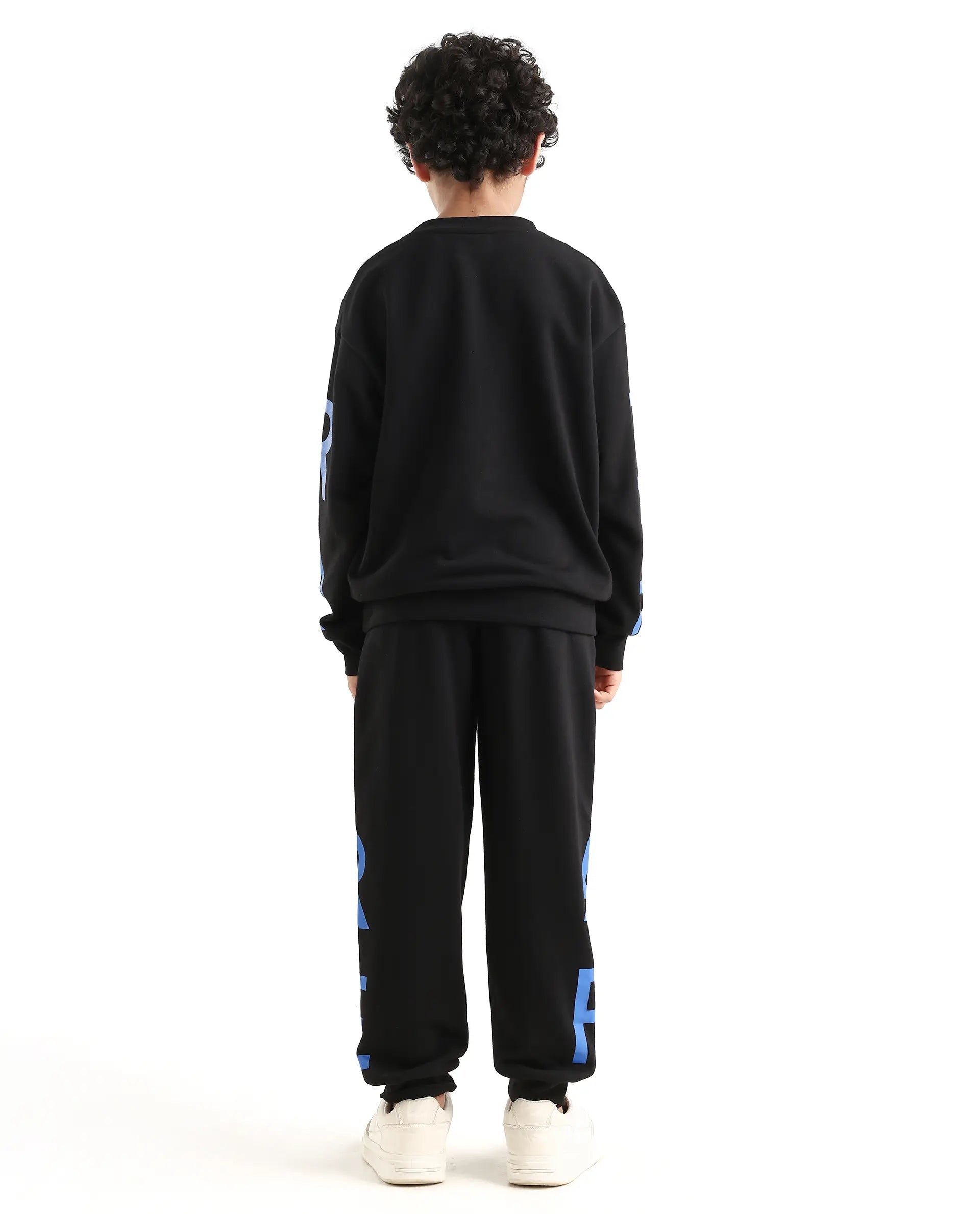 Rare Ones Kids Draw-B Black Cotton Drawstring Regular Fit Trackpant