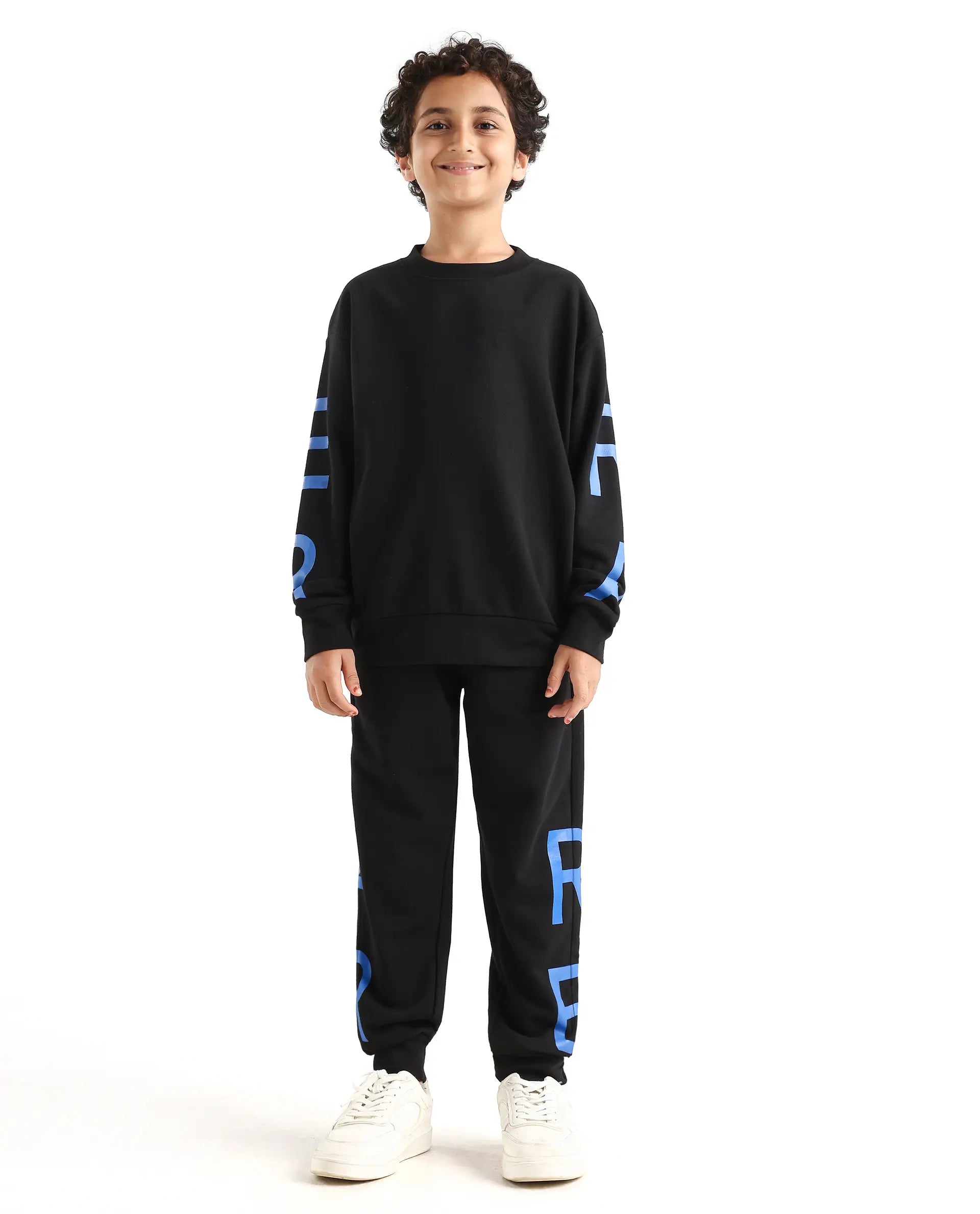 Rare Ones Kids Draw-B Black Cotton Drawstring Regular Fit Trackpant