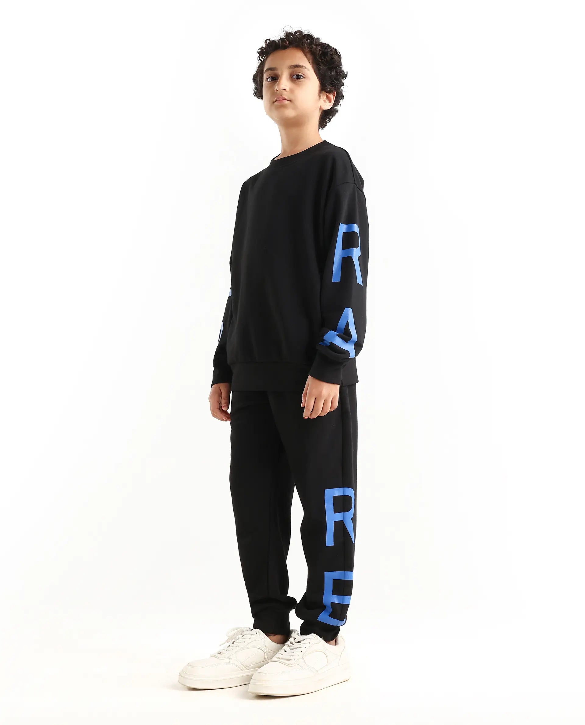 Rare Ones Kids Draw-B Black Cotton Drawstring Regular Fit Trackpant