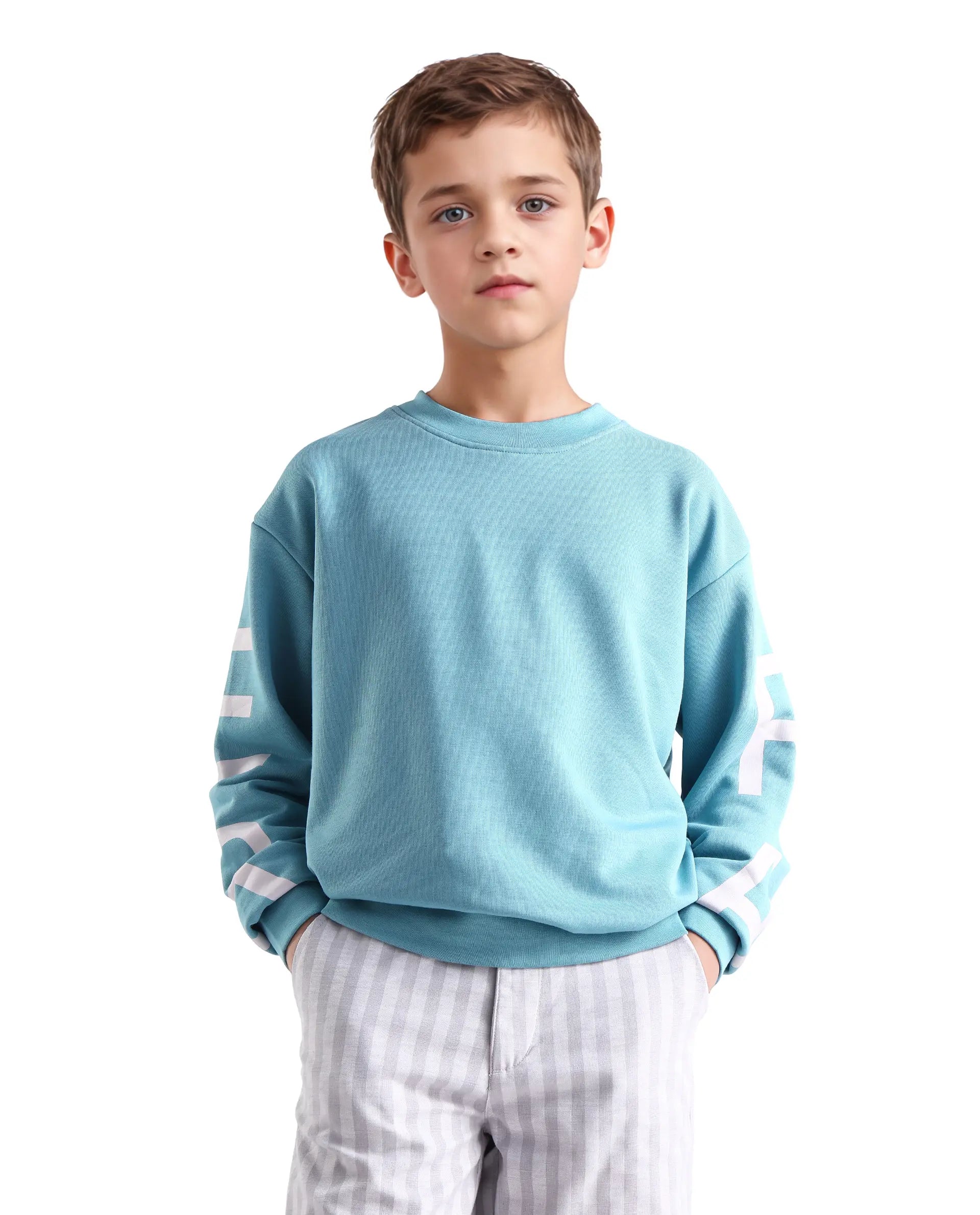 Rare Ones Kids Draw Blue Cotton Pull On Crew Neck Full Sleeves Regular Fit Sweatshirt