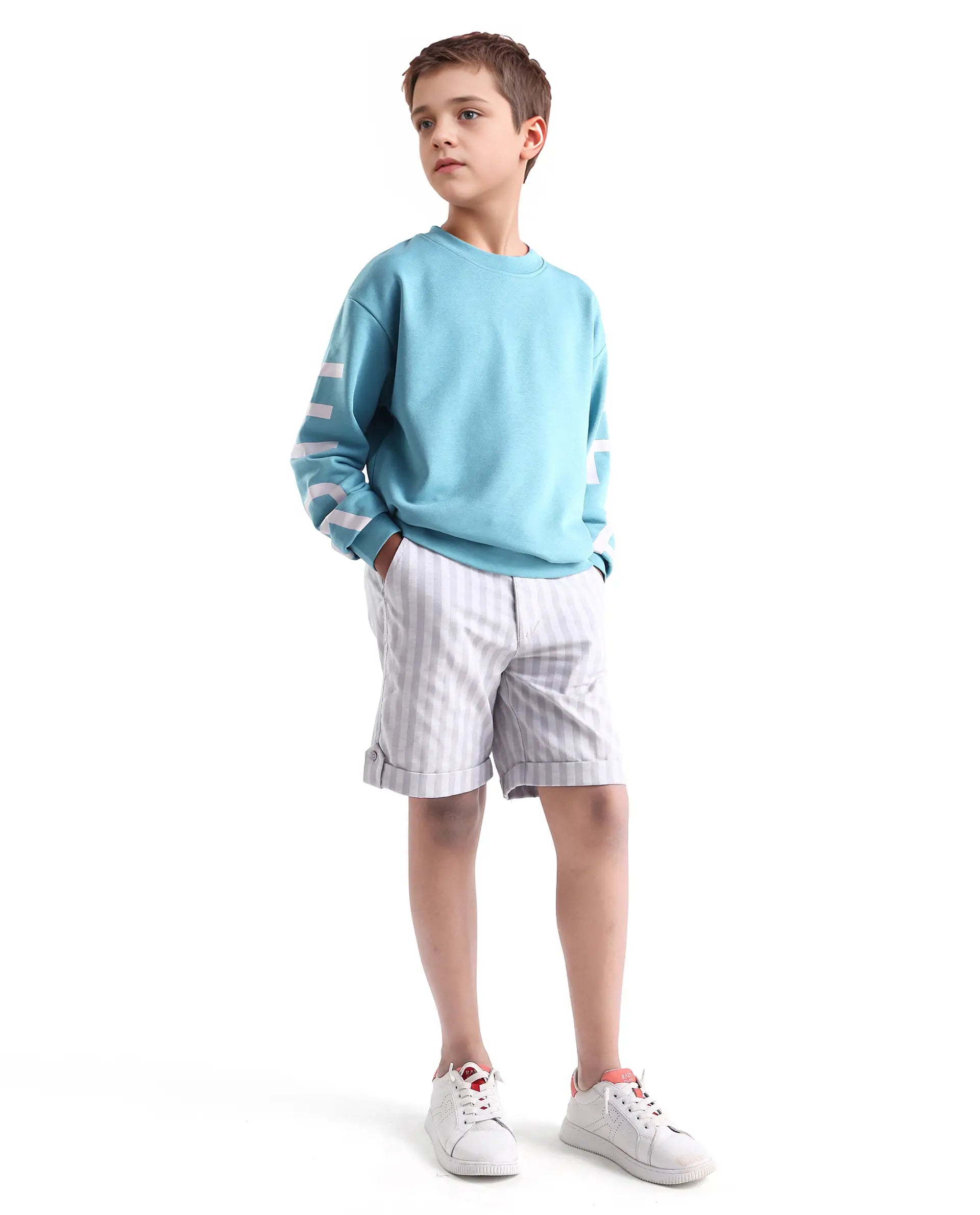 Rare Ones Kids Draw Blue Cotton Pull On Crew Neck Full Sleeves Regular Fit Sweatshirt