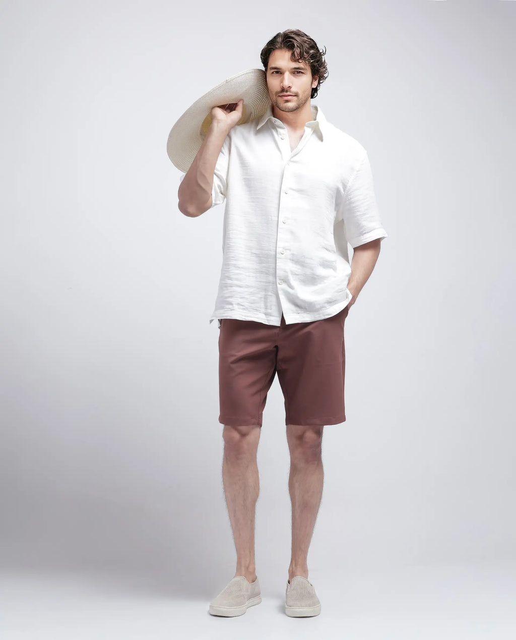 Rare Rabbit Men's Drivo Dusky Rust Cotton Blend Plain Regular Fit Shorts