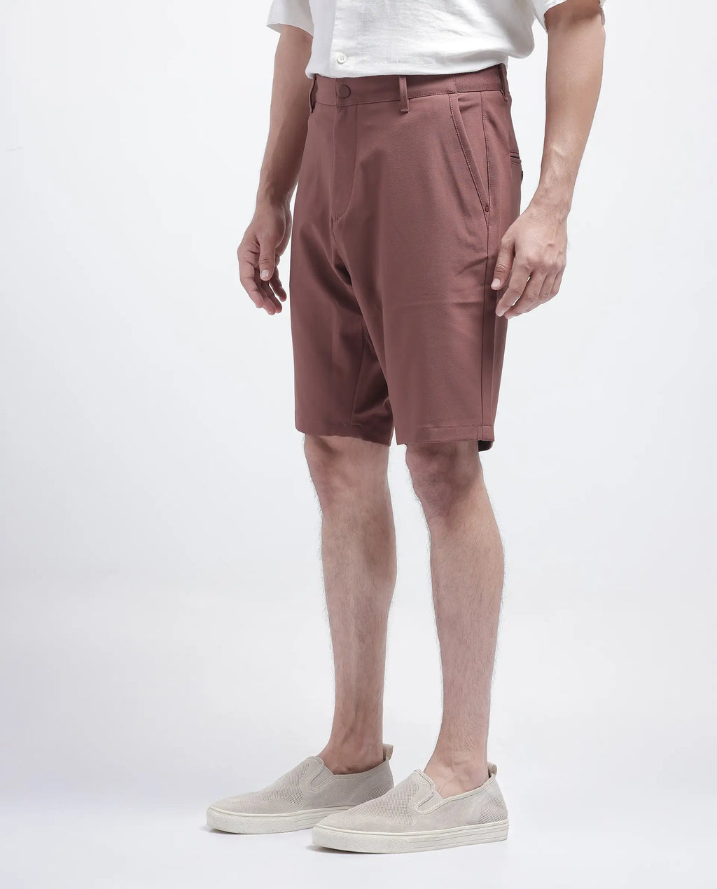 Rare Rabbit Men's Drivo Dusky Rust Cotton Blend Plain Regular Fit Shorts