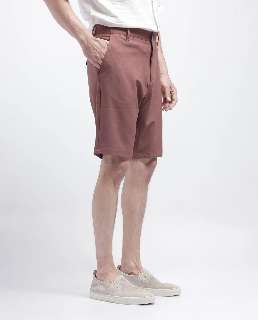 Rare Rabbit Men's Drivo Dusky Rust Cotton Blend Plain Regular Fit Shorts