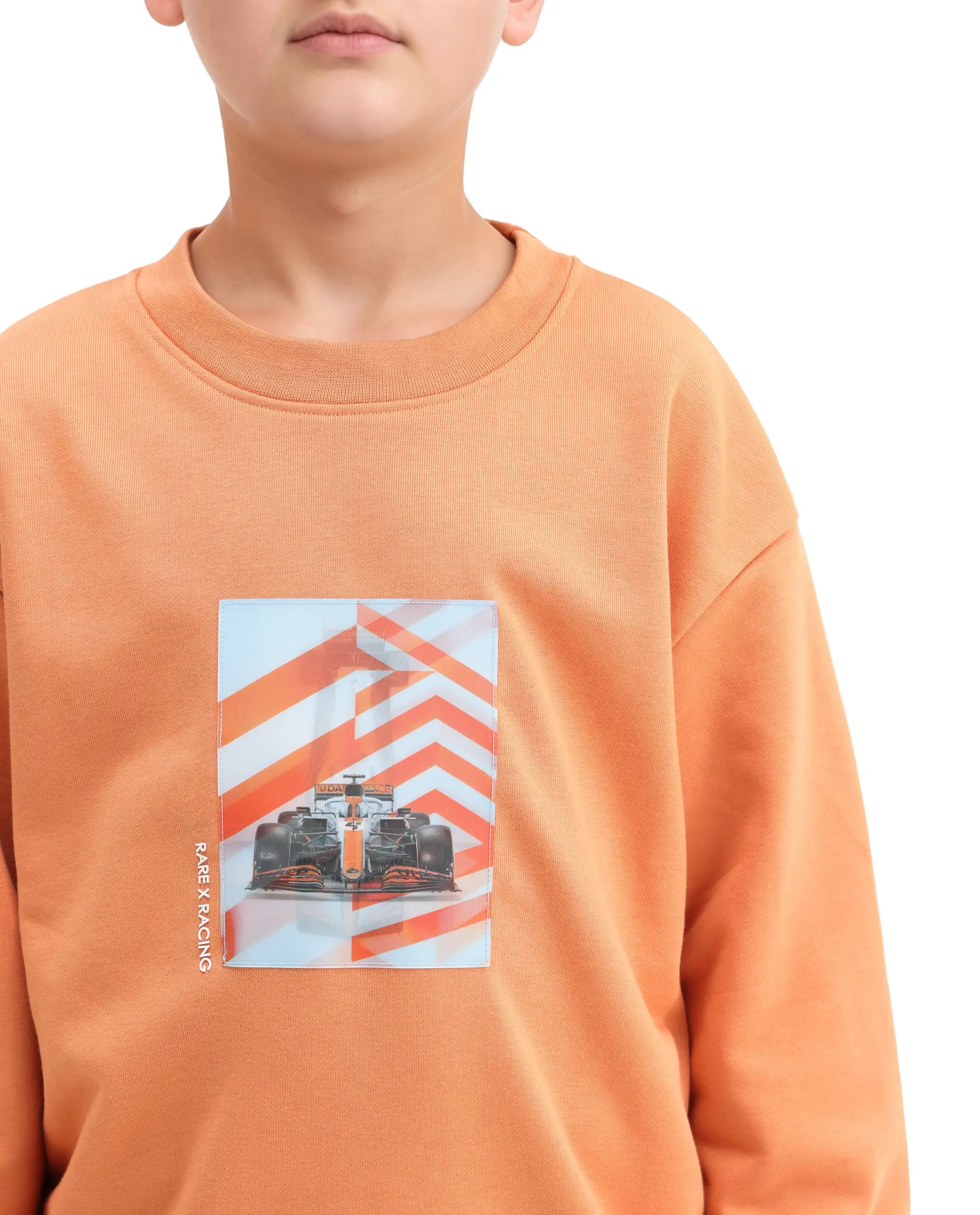 Rare Ones Kids Dune Orange Cotton Blend Sticker Print Oversized Sweatshirt