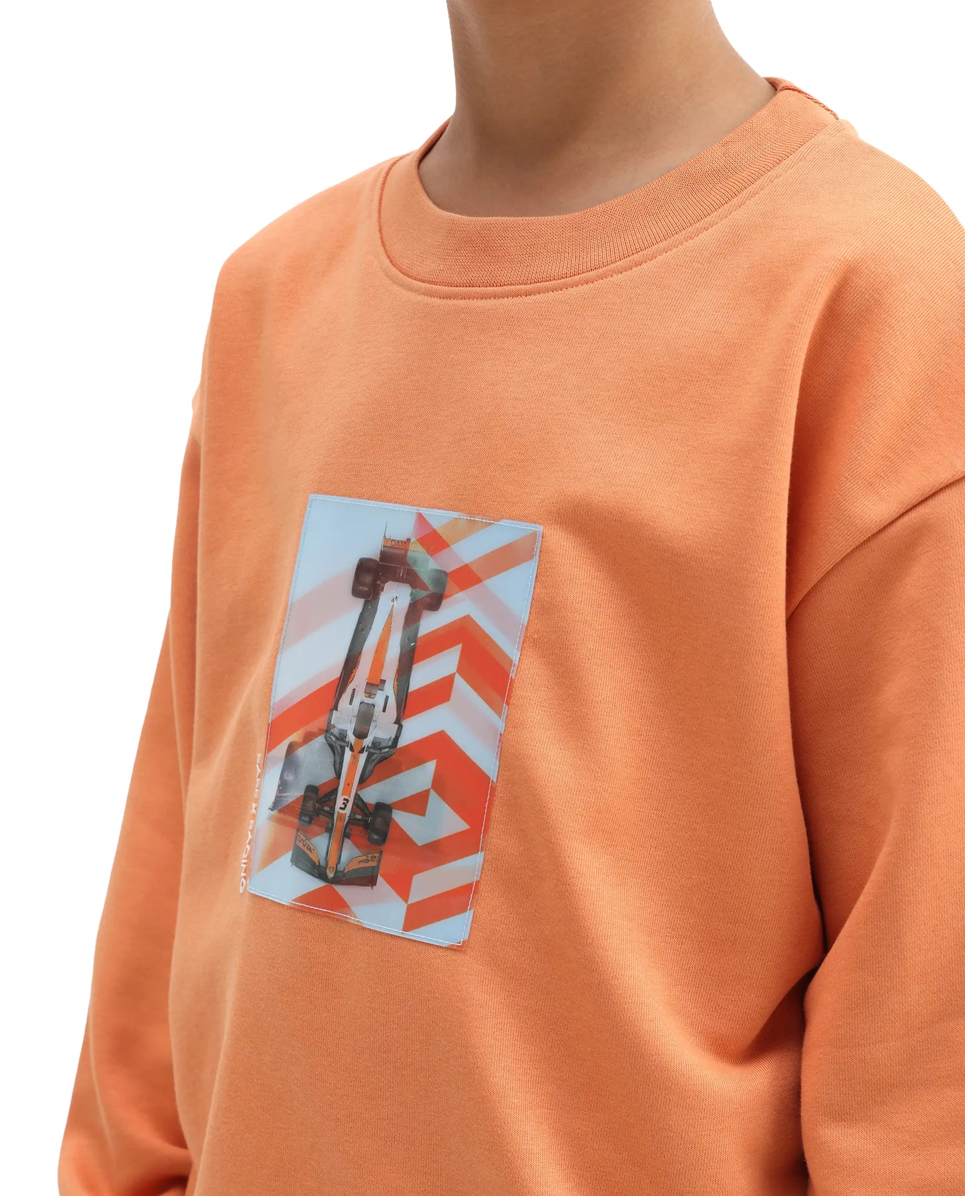 Rare Ones Kids Dune Orange Cotton Blend Sticker Print Oversized Sweatshirt