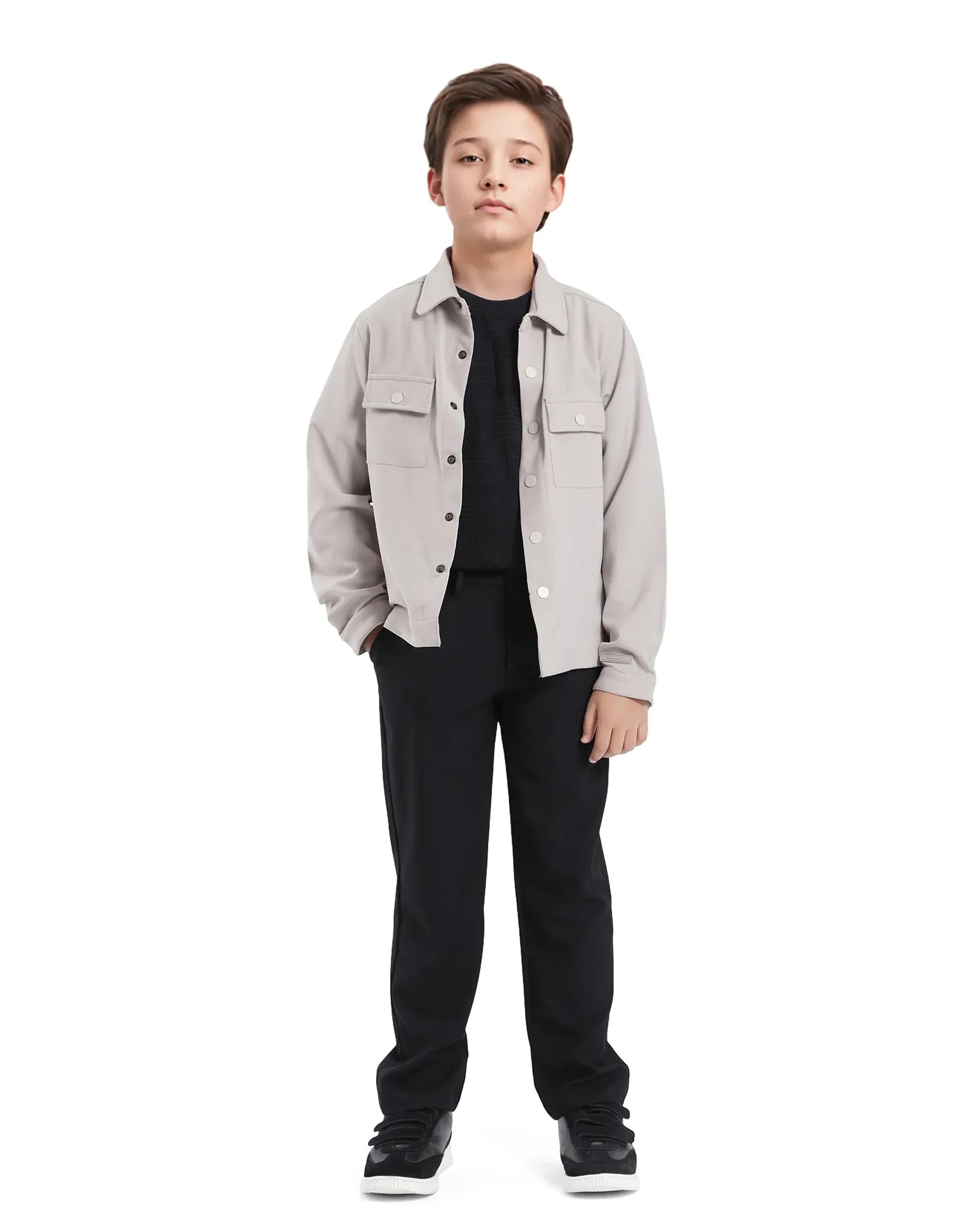 Rare Ones Kids Duno Light Beige Cotton Solid Button Closure Full Sleeve Regular Fit Jacket