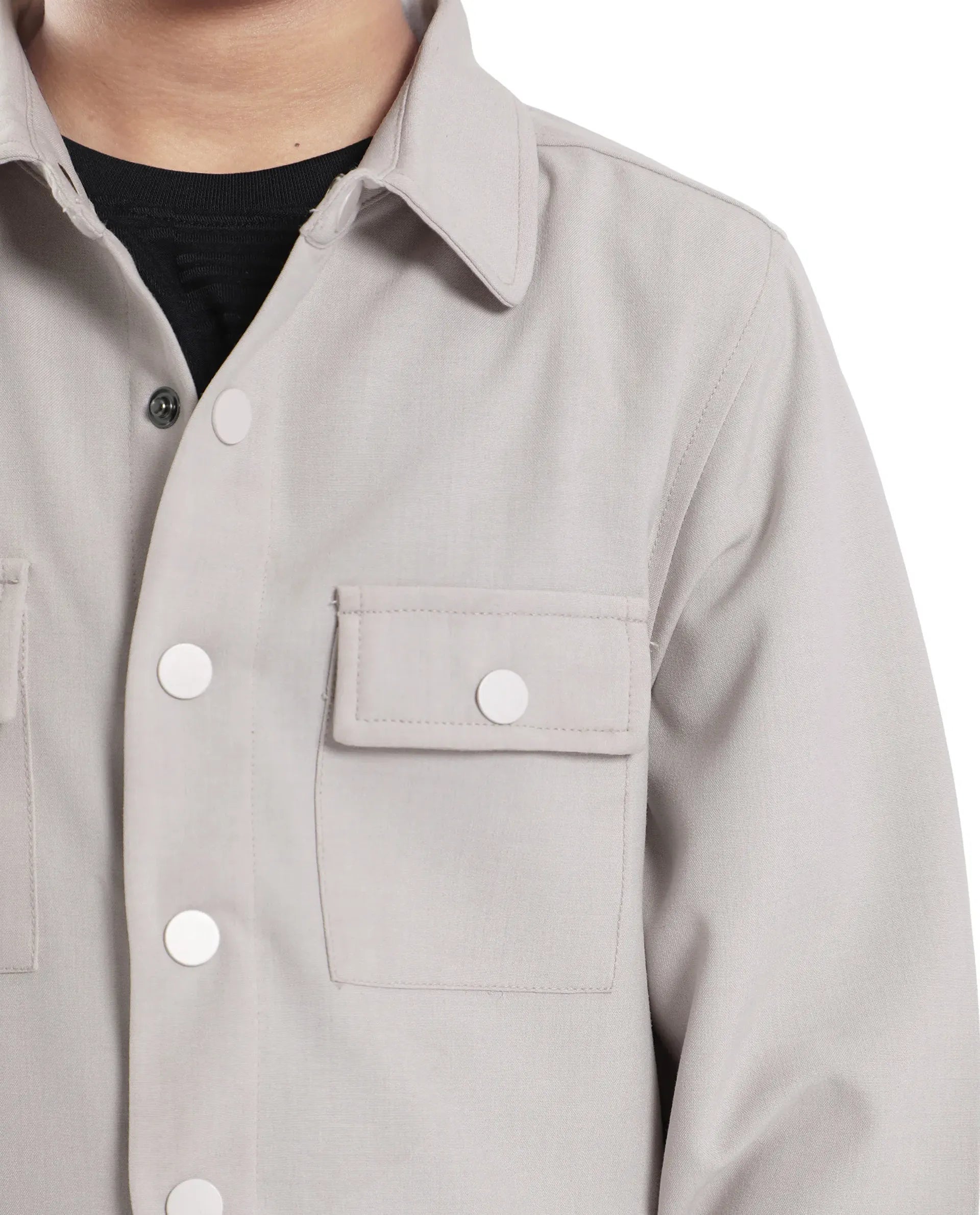 Rare Ones Kids Duno Light Beige Cotton Solid Button Closure Full Sleeve Regular Fit Jacket