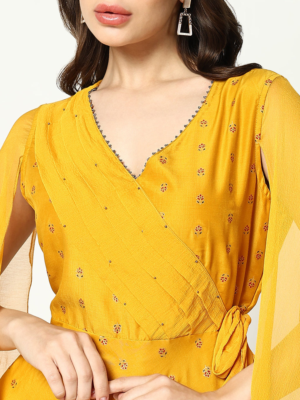 Women's Anarkali Floral Yellow Kurta