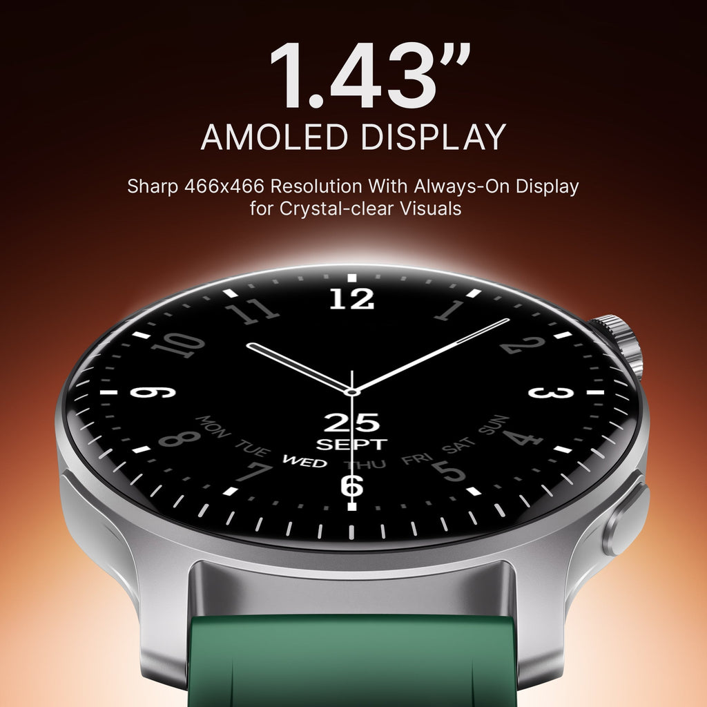 boAt Ultima Prime | Smartwatch with 1.43" AMOLED Display, Cloud Watch Faces, Emergency SOS, BT Calling, Functional Crown