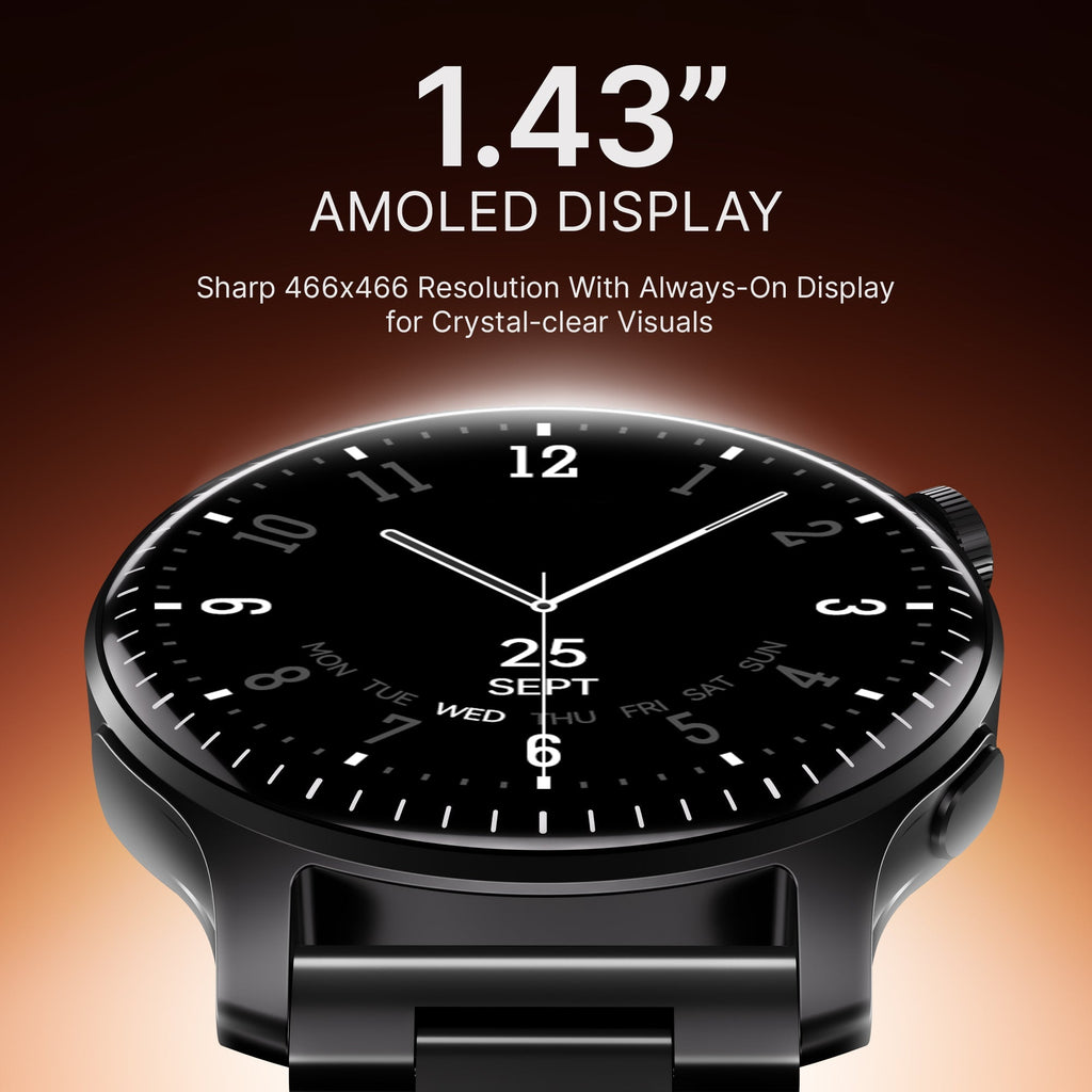 boAt Ultima Prime | Smartwatch with 1.43" AMOLED Display, Cloud Watch Faces, Emergency SOS, BT Calling, Functional Crown