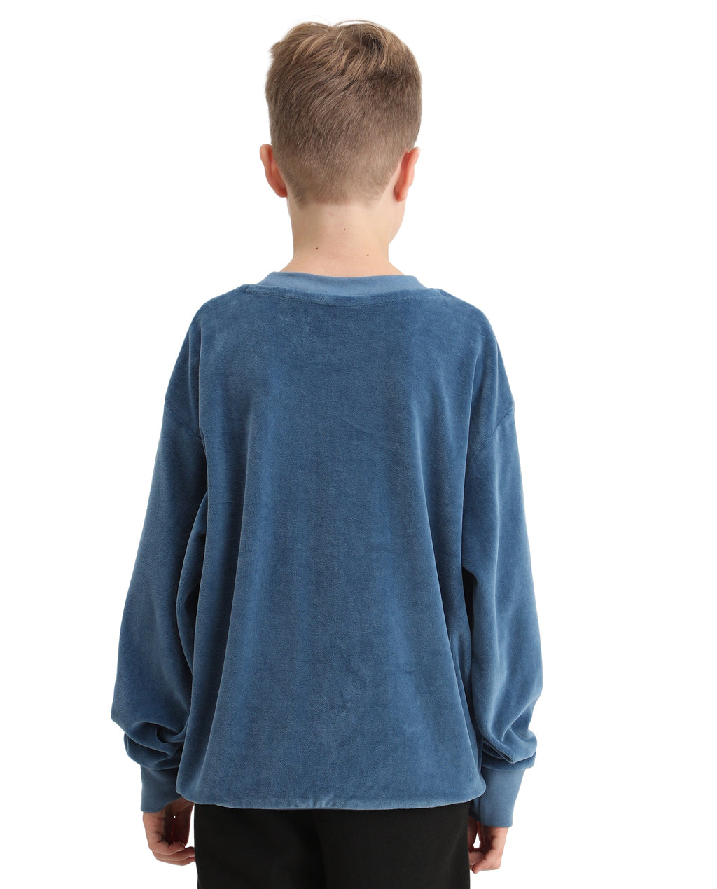 Rare Ones Kids Ellis Dusky Blue Cotton Pull On Crew Neck Full Sleeves Boxy Fit Sweatshirt