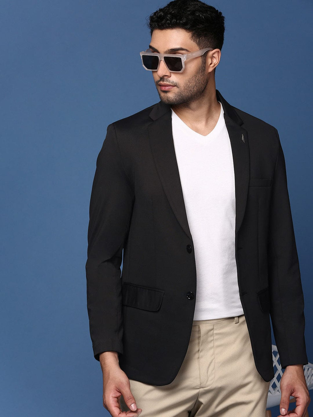Men's Black Slim Fit Single Breasted Blazer