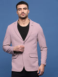 Men's Mauve Solid Single Breasted Blazer