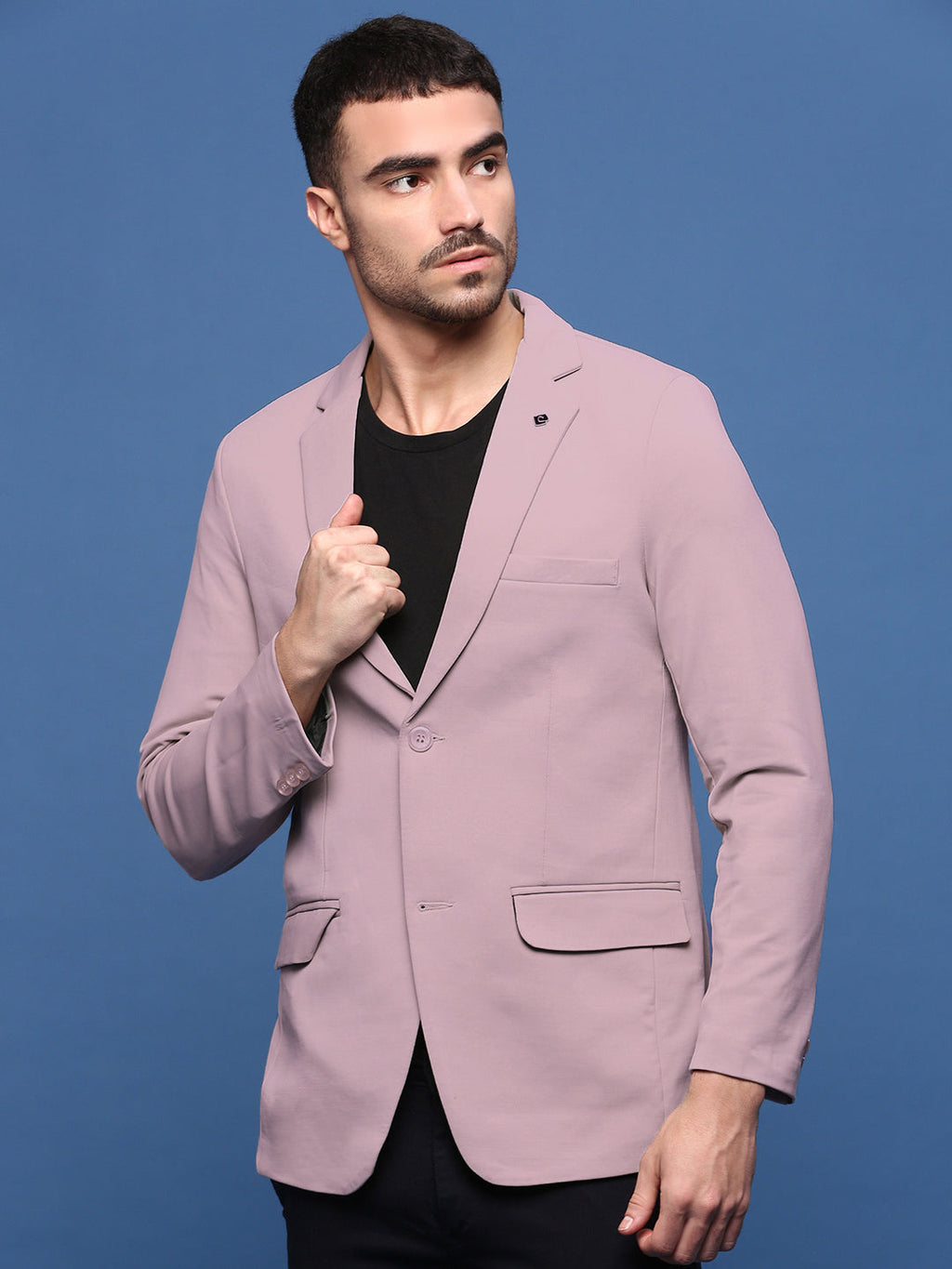 Men's Mauve Solid Single Breasted Blazer