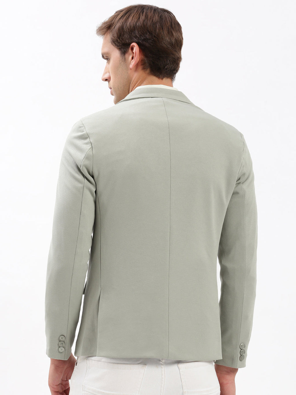 Men's Notched Lapel Solid Olive Blazer