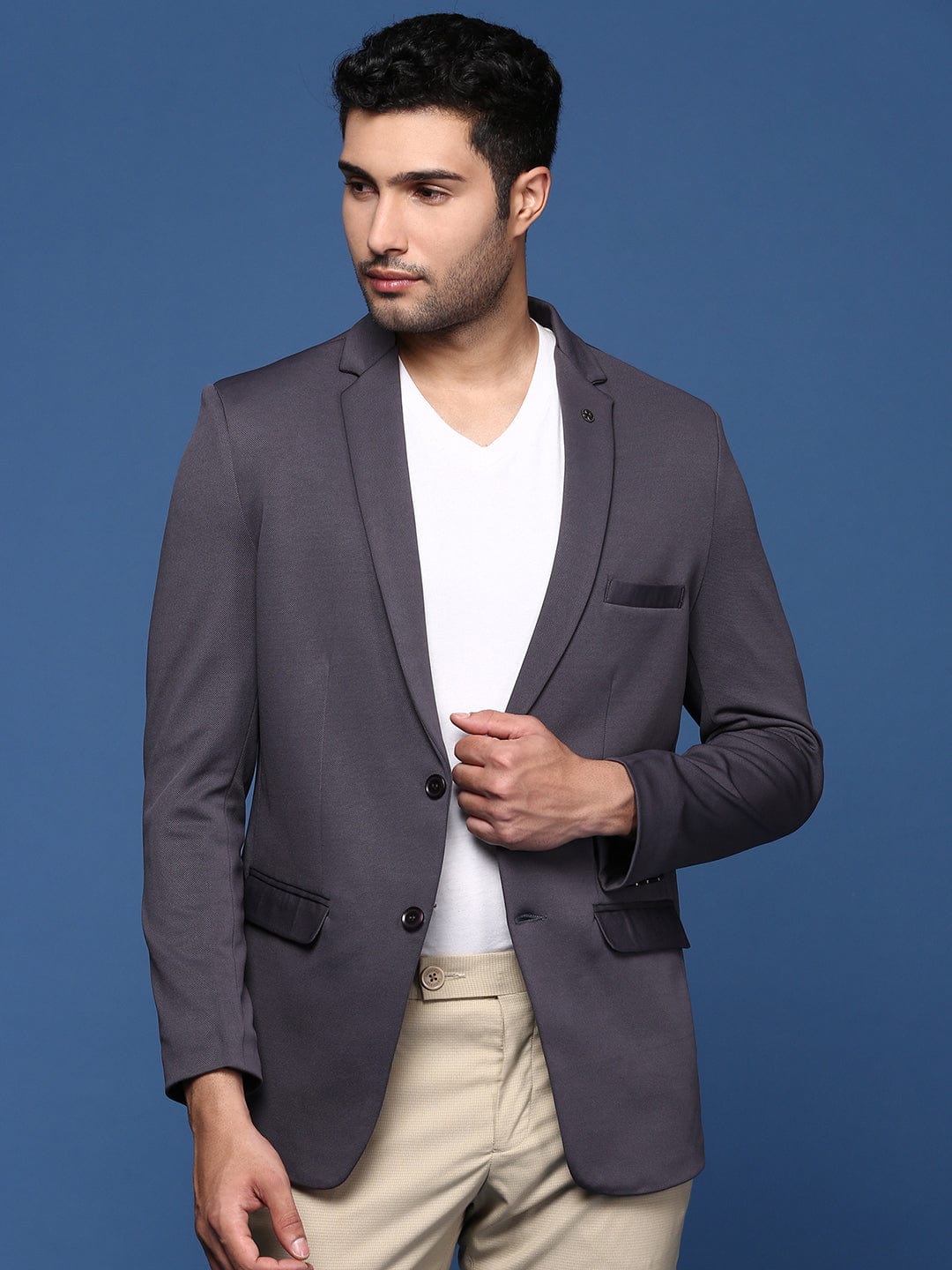 Men's Charcoal Single Breasted Formal Blazer