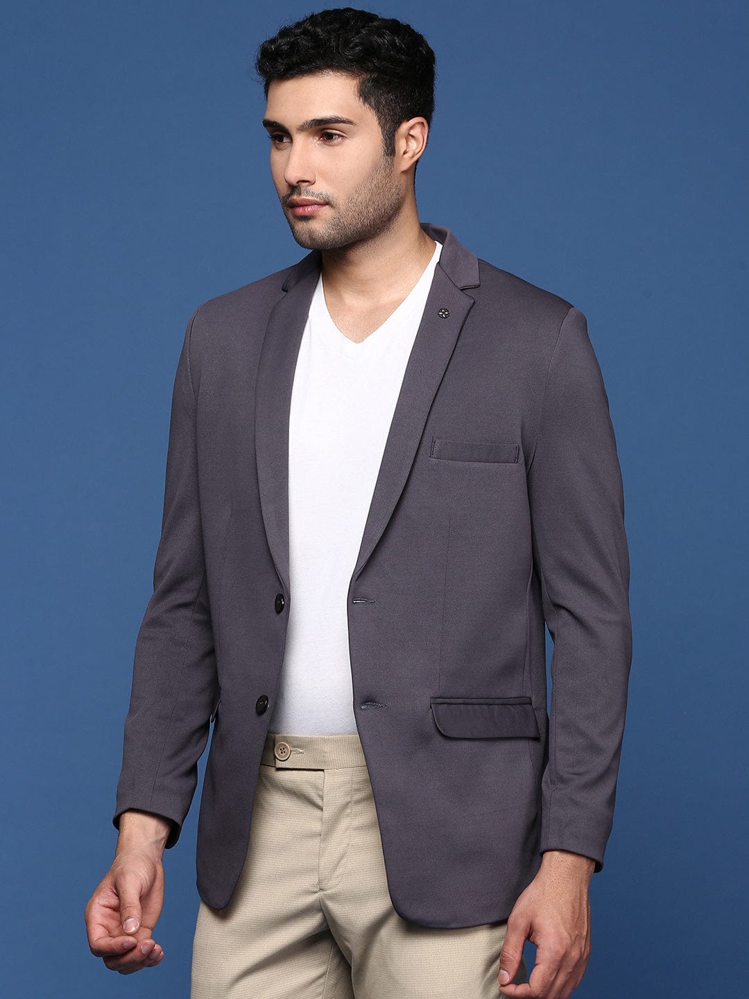 Men's Charcoal Single Breasted Formal Blazer