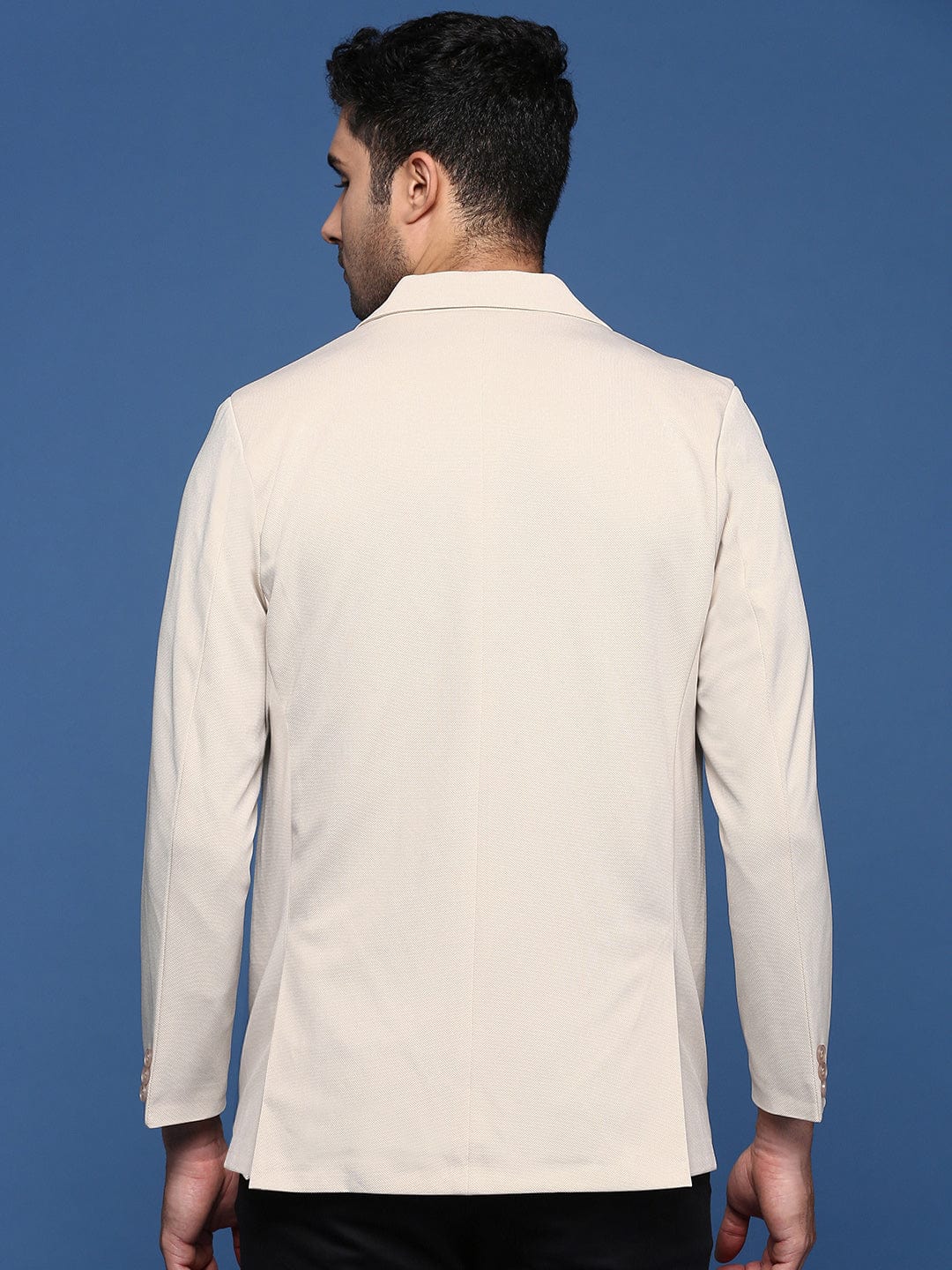 Men's Cream Slim Fit Single Breasted Blazer