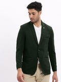 Men's Textured Dark Green Single-Breasted Blazer with Notched Lapel