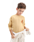 Rare Ones Kids Ezra Yellow Cotton Slip-On Full Sleeves Crew Neck Pigment Print Oversized Sweatshirt