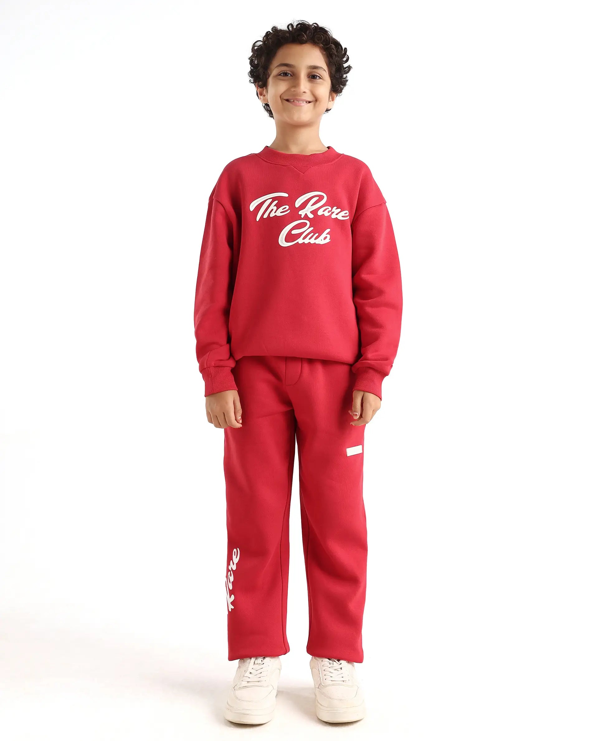 Rare Ones Kids Fabio-B Dark Red Cotton Blend Drawstring Closure Hd Print Straight Fit Trackpant