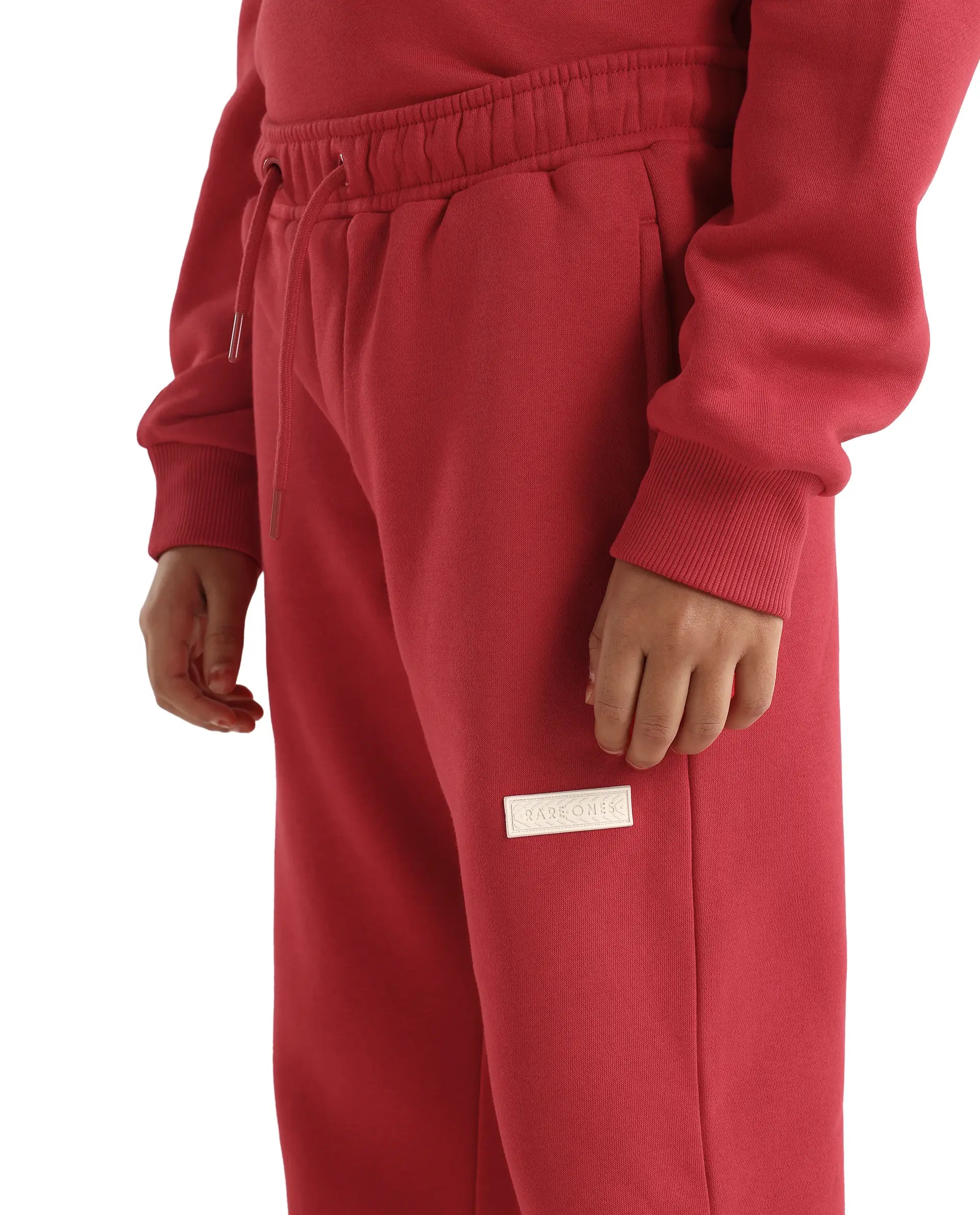 Rare Ones Kids Fabio-B Dark Red Cotton Blend Drawstring Closure Hd Print Straight Fit Trackpant