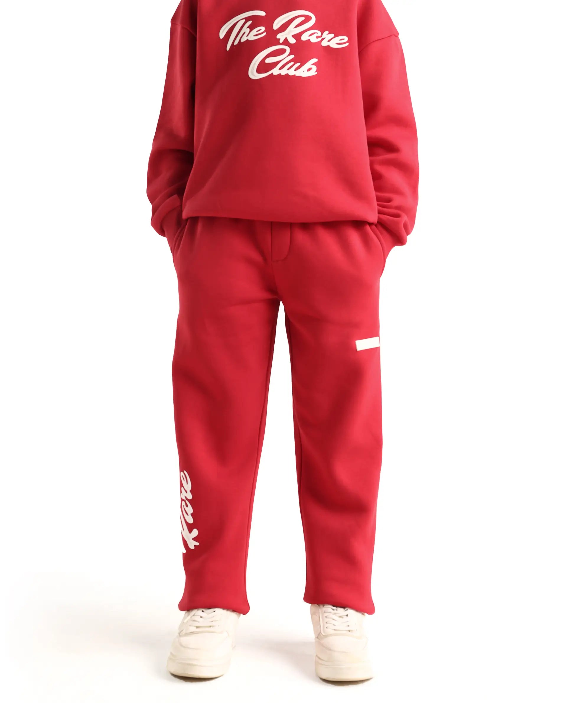 Rare Ones Kids Fabio-B Dark Red Cotton Blend Drawstring Closure Hd Print Straight Fit Trackpant