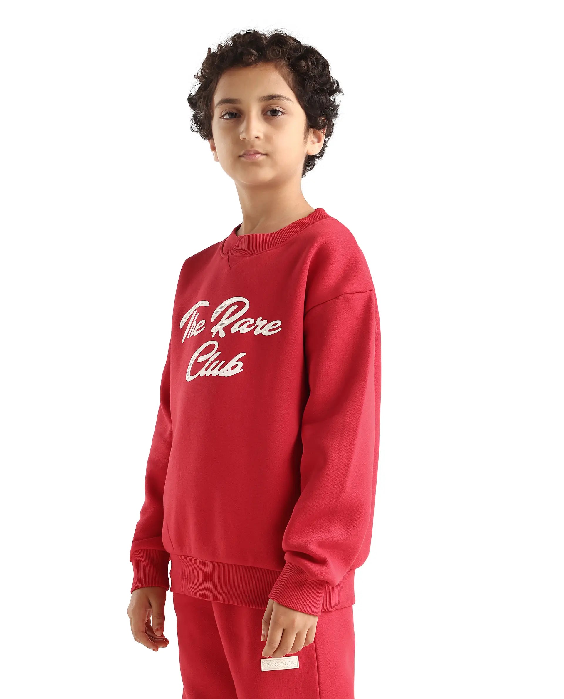 Rare Ones Kids Fabio Dark Red Cotton Blend Pull-On Closure Graphic Print Full Sleeves Boxy Sweatshirt