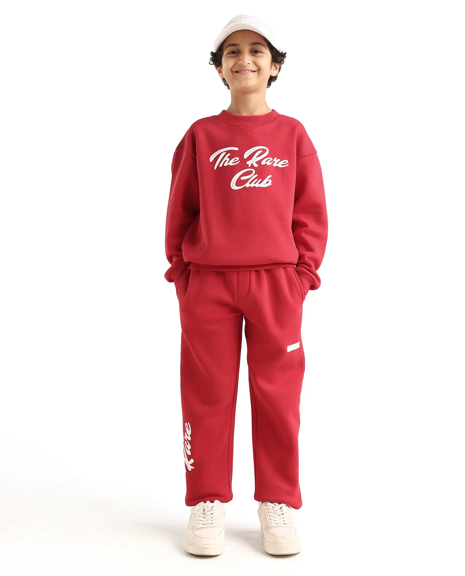 Rare Ones Kids Fabio Dark Red Cotton Blend Pull-On Closure Graphic Print Full Sleeves Boxy Sweatshirt
