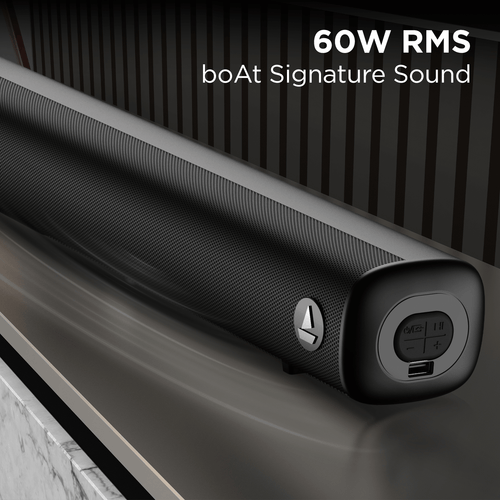 boAt Aavante Bar Tune | 60W RMS boAt Signature Sound, 2.0 channel, Multiple Entertainment EQ Modes, Customized Bass & Treble Settings, USB, AUX, HDMI