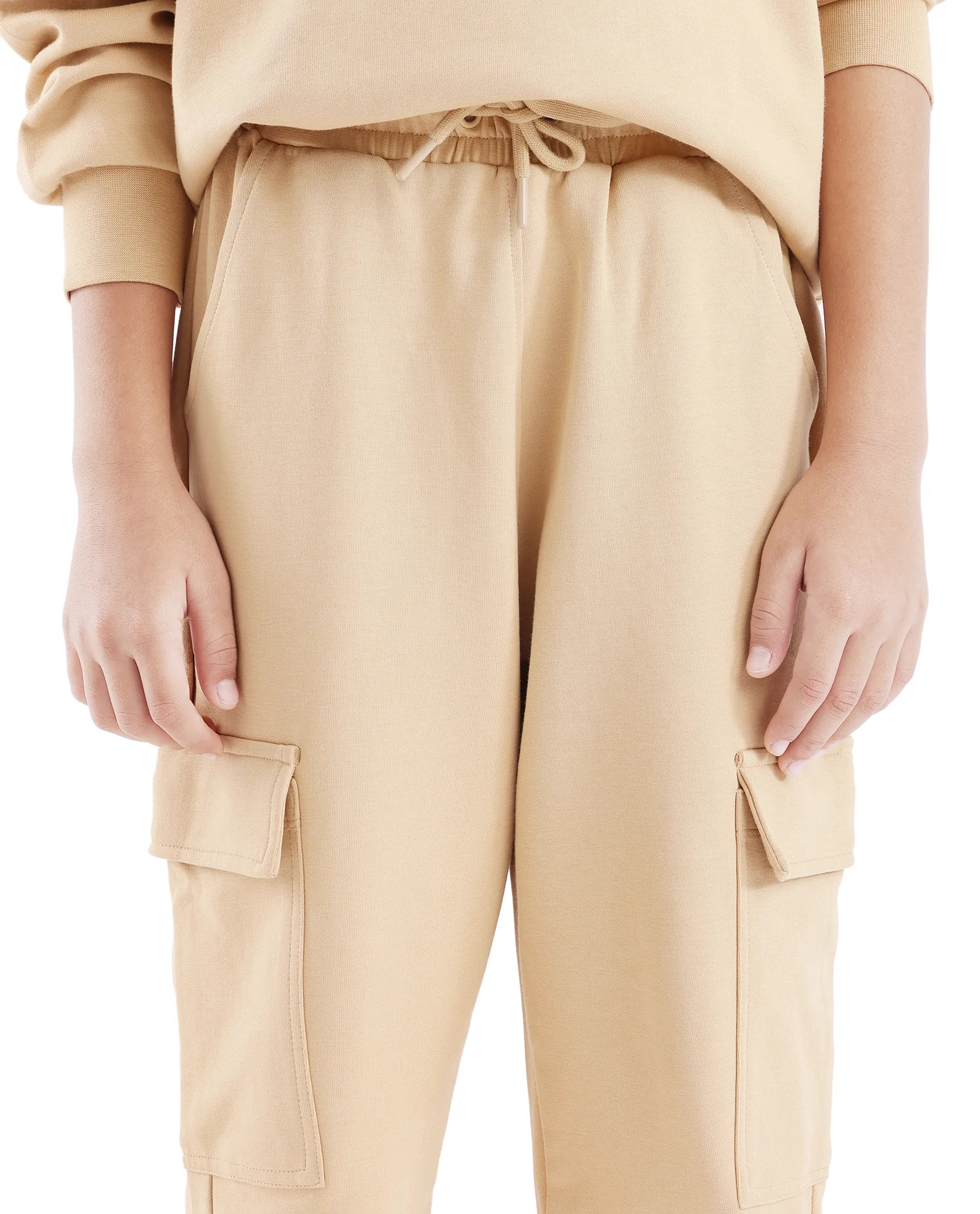 Rare Ones Kids Firot Dusky Yellow Cotton Solid Trackpant