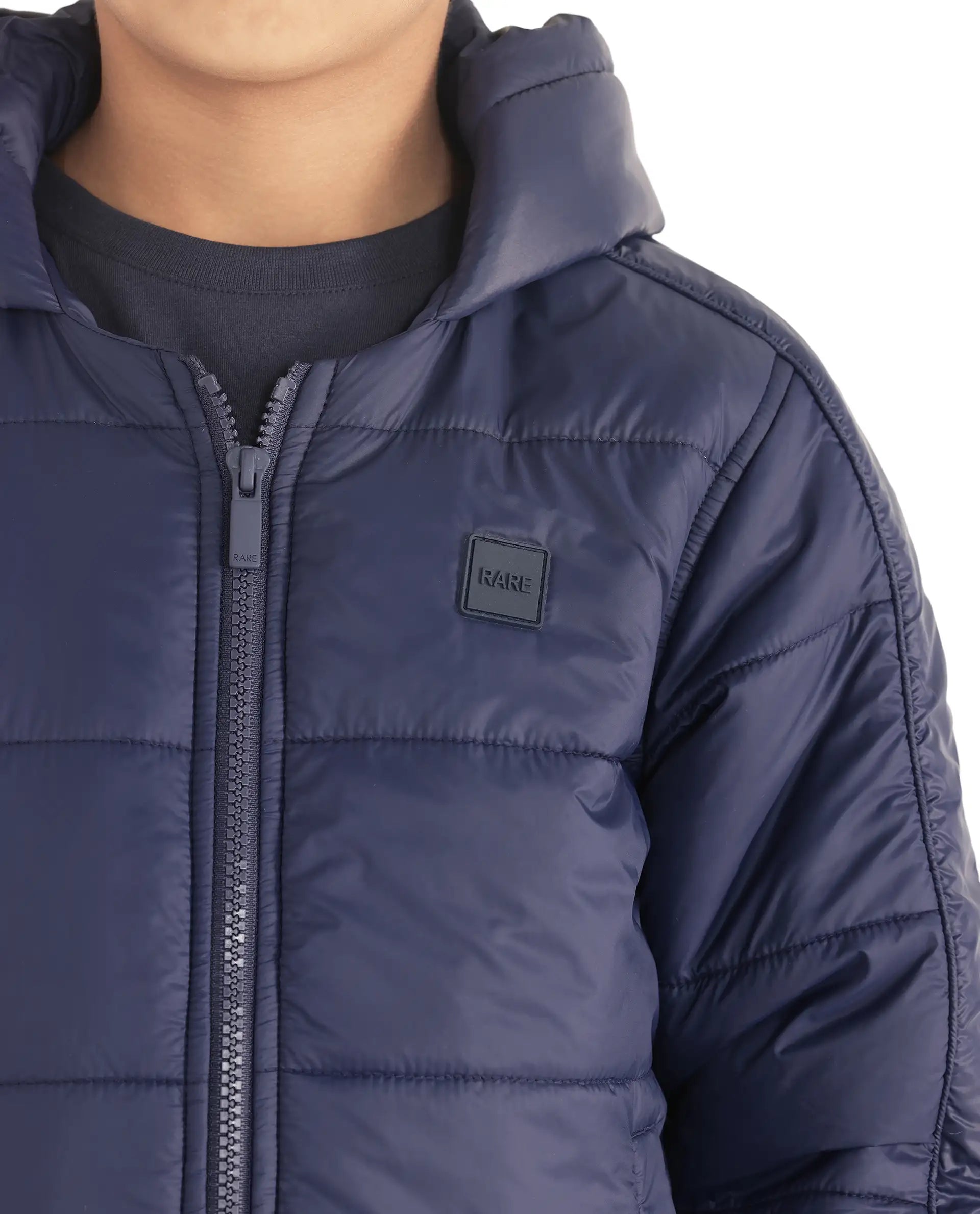 Rare Ones Kids Frant Dark Blue Nylon Full Sleeve Solid Jacket