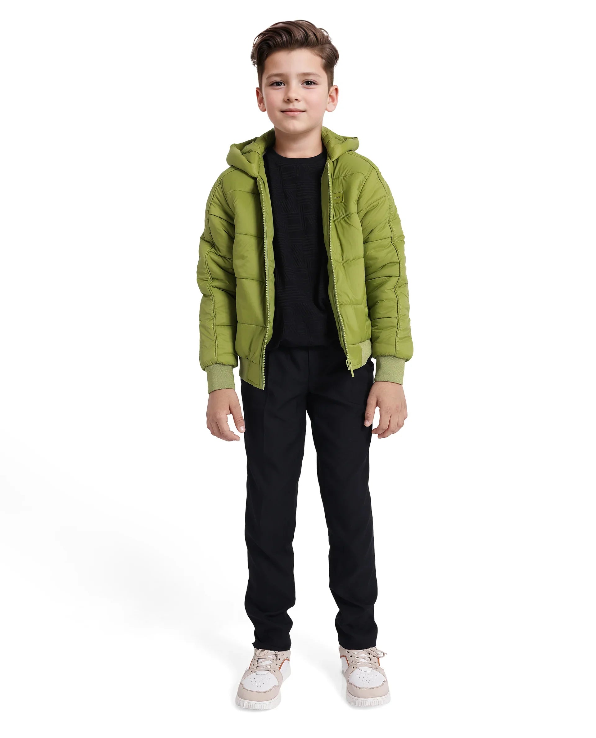 Rare Ones Kids Frant Flouroscent Green Nylon Full Sleeve Solid Jacket