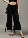 Women's Black Relaxed Straight Fit Trousers