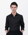 Rare Rabbit Men's Gilk Black Viscose Blend Polka Print Regular Fit Full Sleeve Collared Shirt
