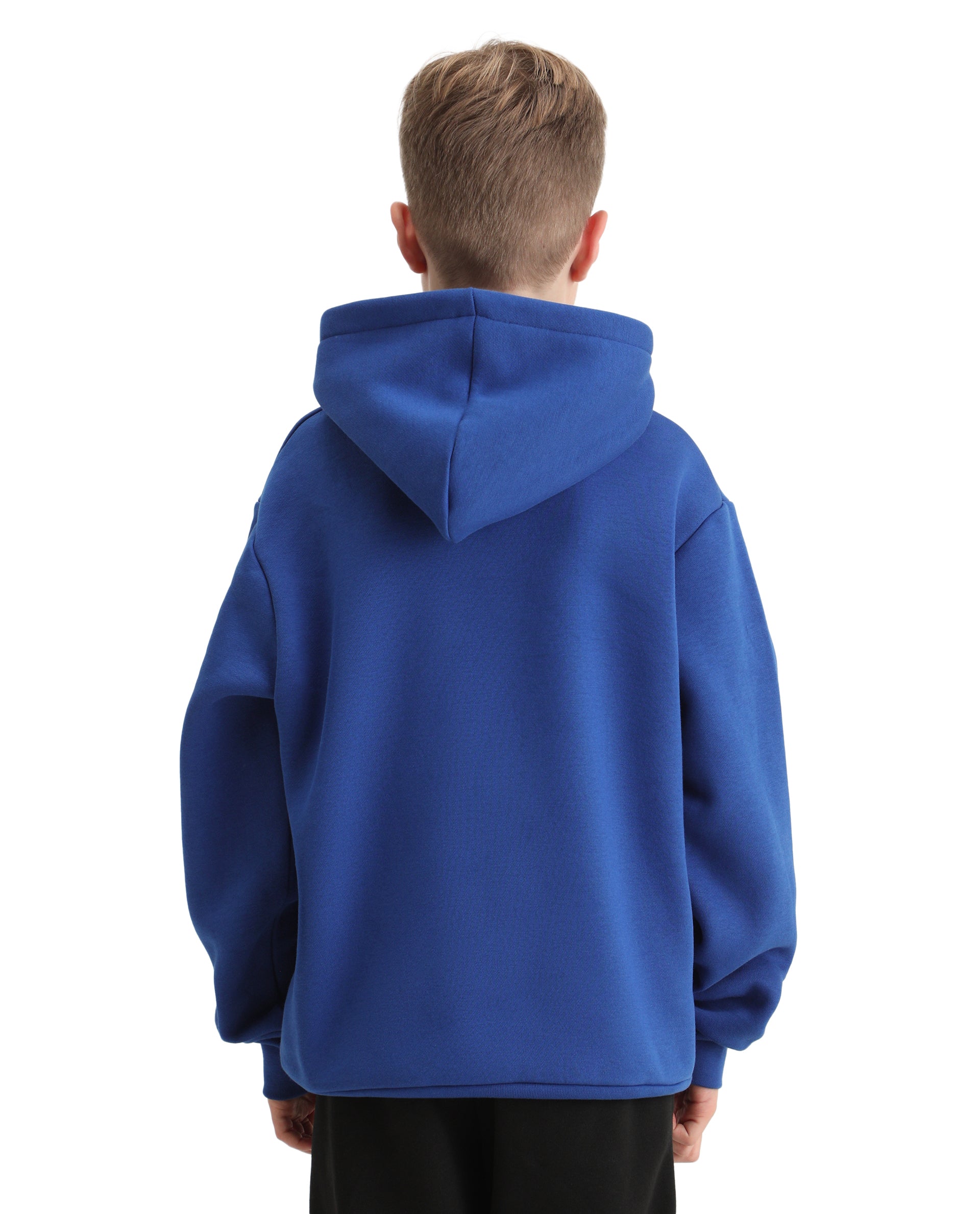 Rare Ones Kids Gino Dark Blue Cotton Blend Hooded Typography Oversized Sweatshirt