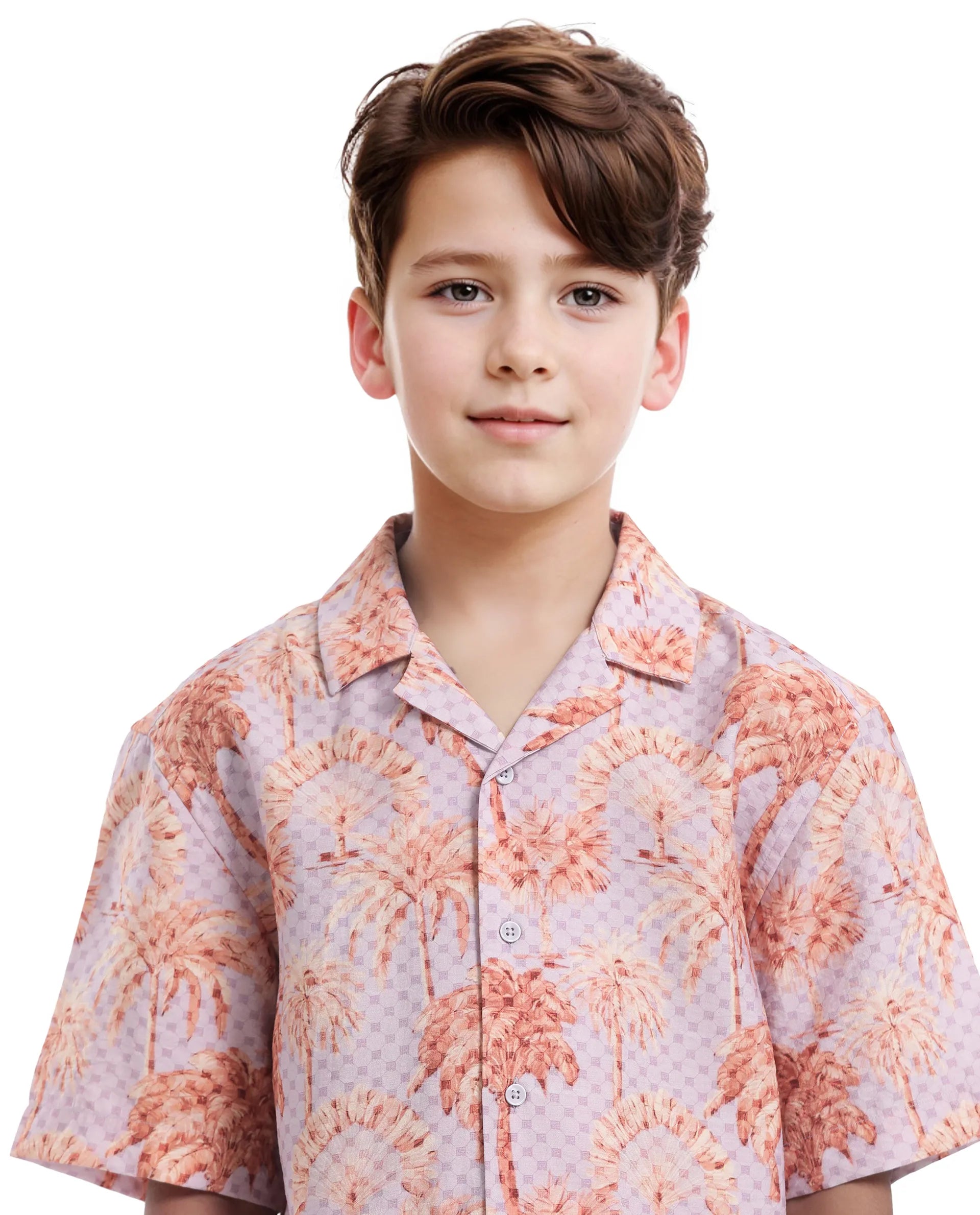 Rare Ones Kids Gusy-K Purple Viscose Blend Half Sleeve Button Printed Regular Fit Shirt