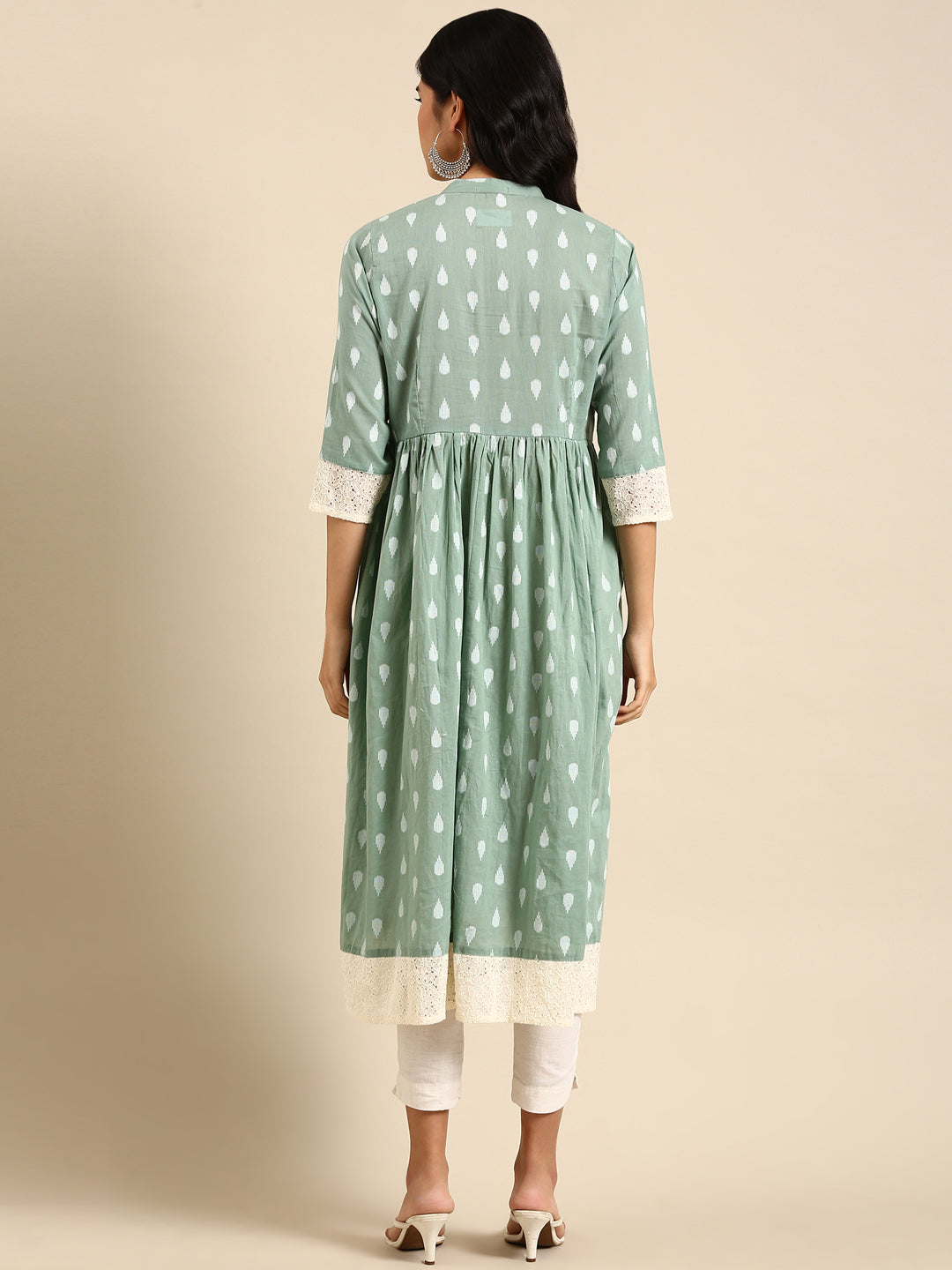 Women's Sea Green Solid Anarkali Kurta