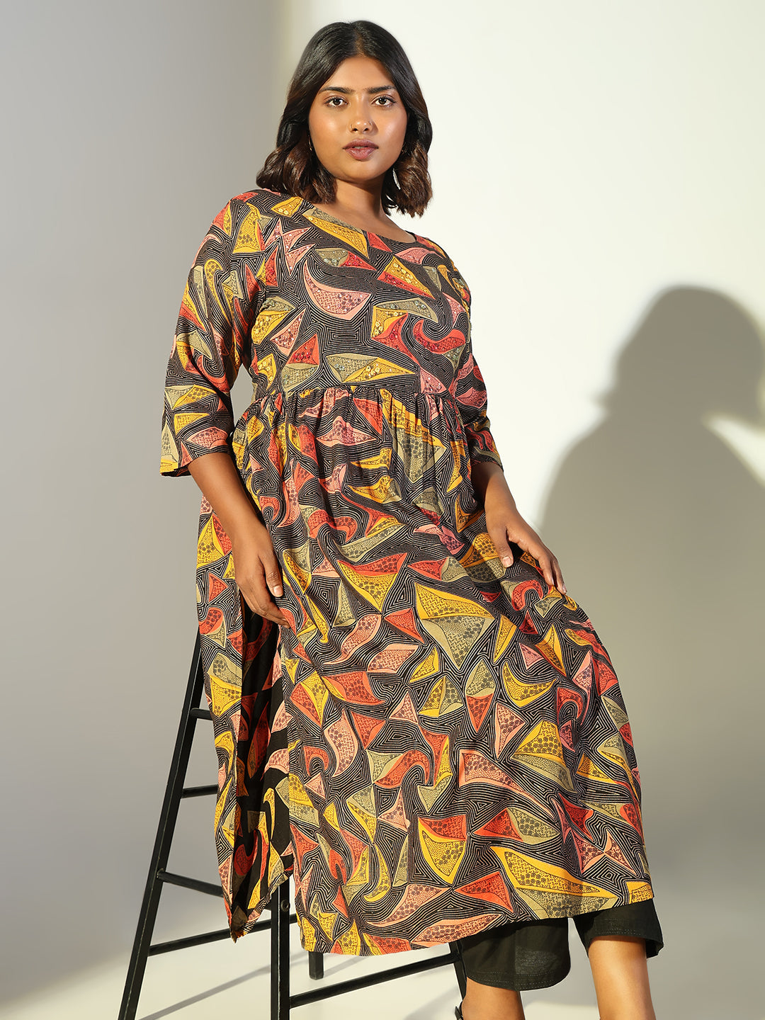 Women's Multi Abstract Anarkali Kurta