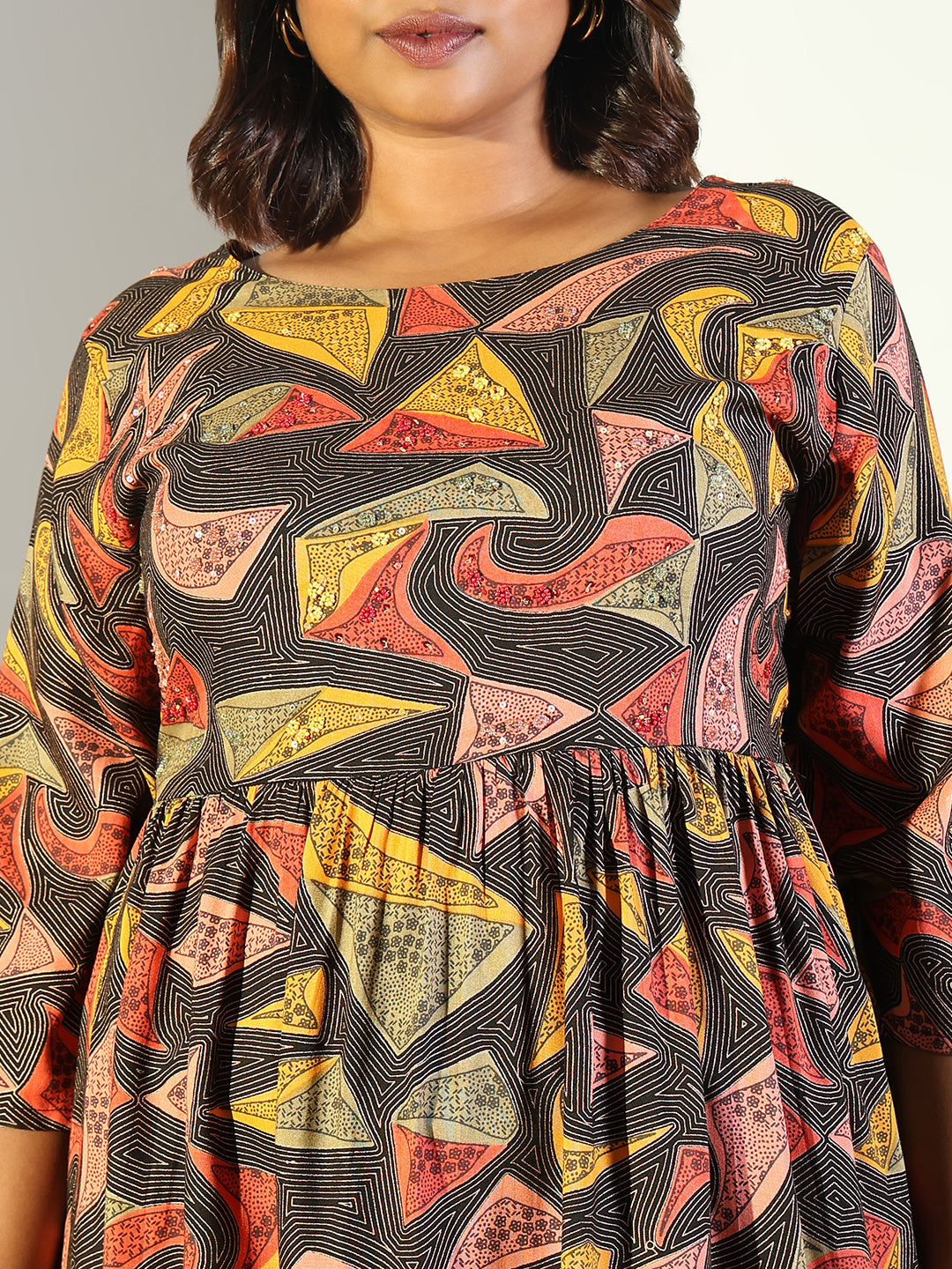 Women's Multi Abstract Anarkali Kurta